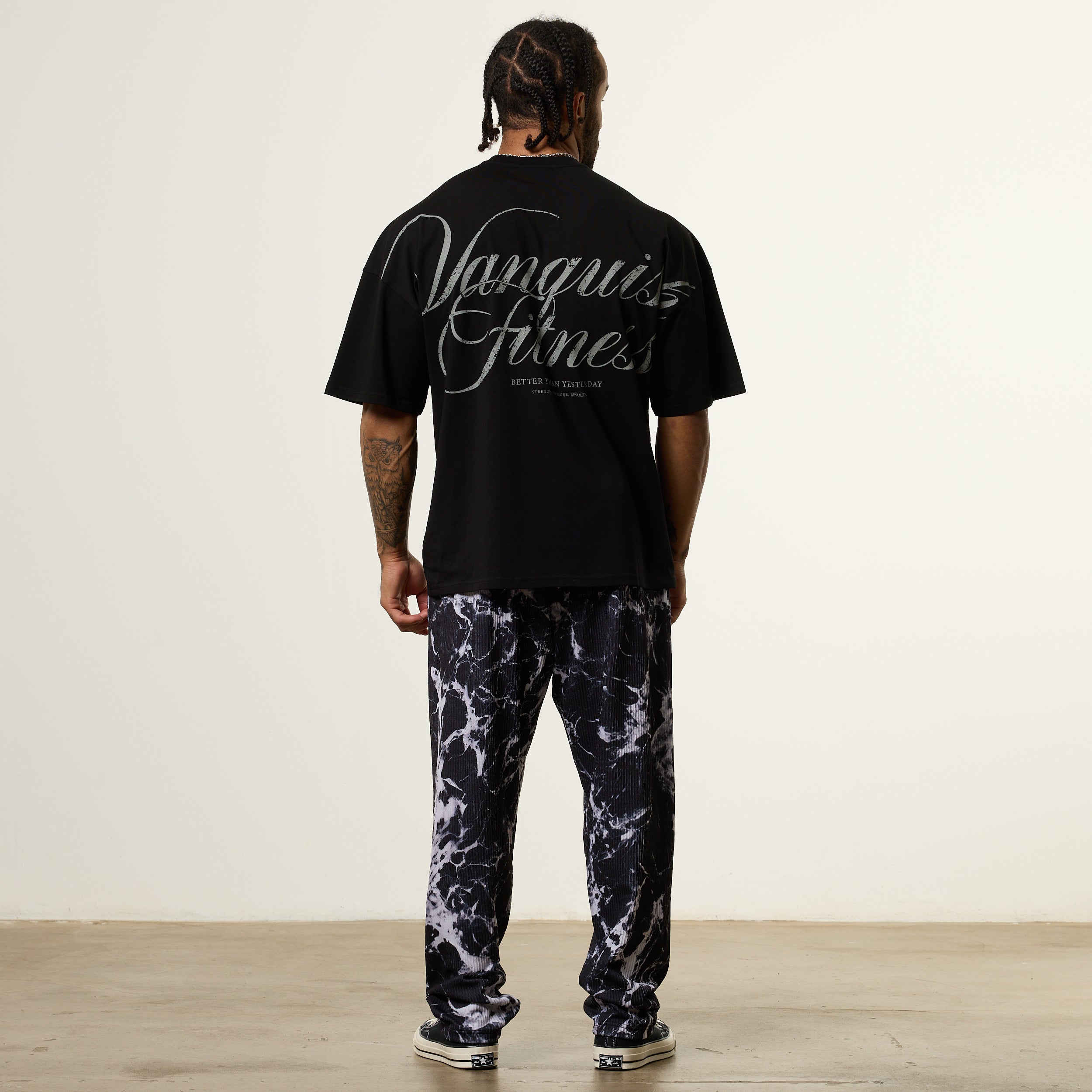 Vanquish x JBeast Black Marble Bodybuilding Baggy Pants