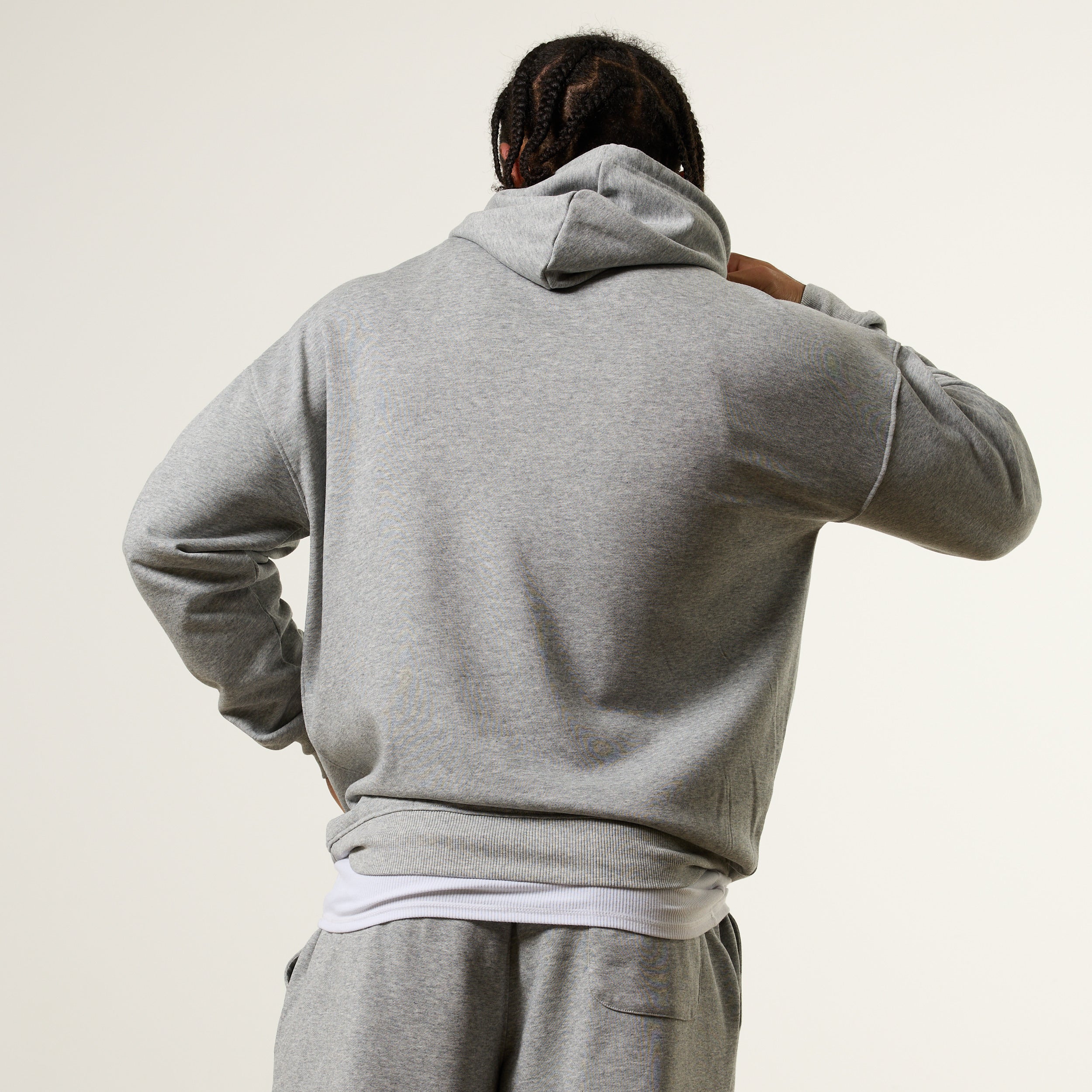 Vanquish Essential Grey Melange Oversized Pullover Hoodie