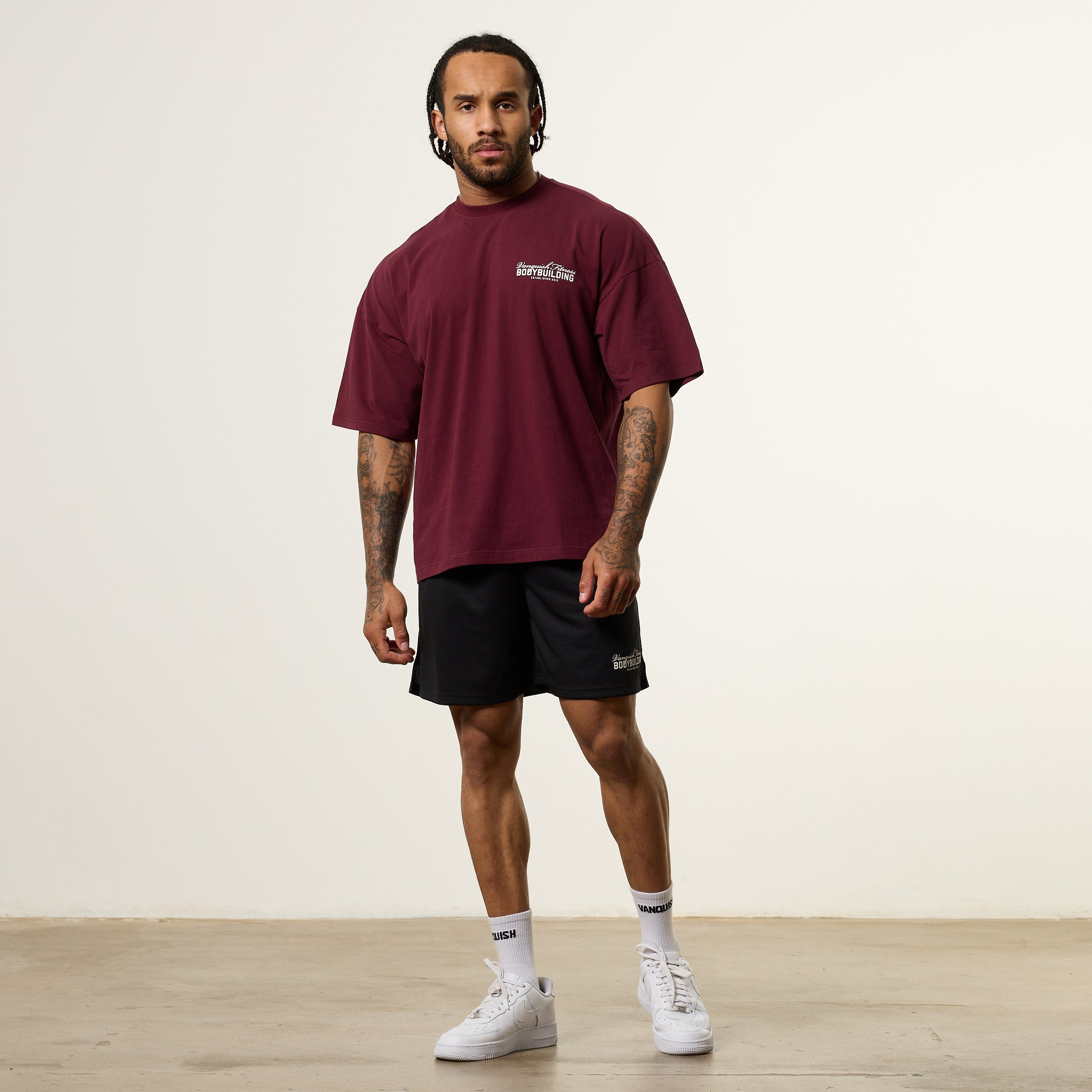 Vanquish Bodybuilding Oxblood Oversized Boxy T Shirt