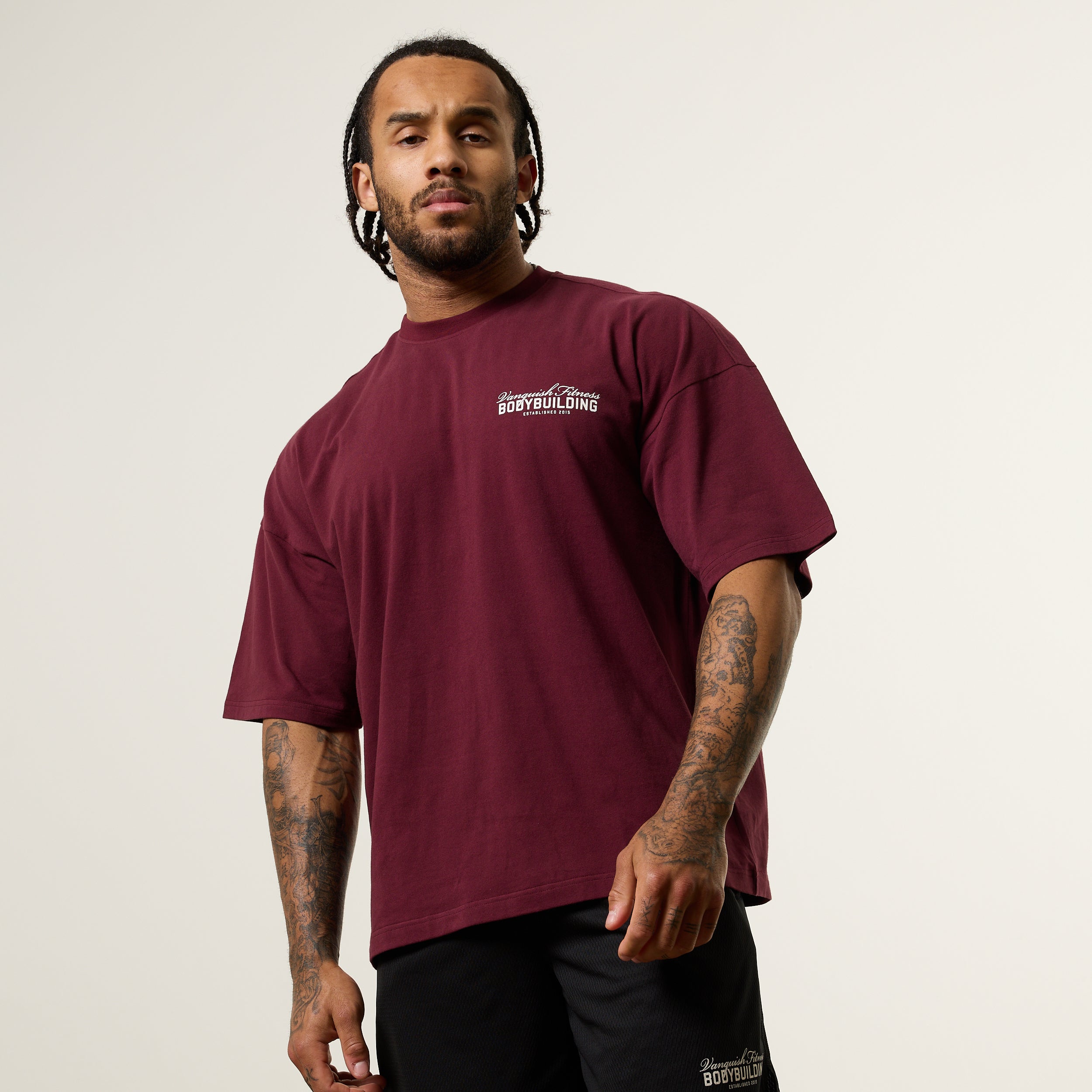 Vanquish Bodybuilding Oxblood Oversized Boxy T Shirt