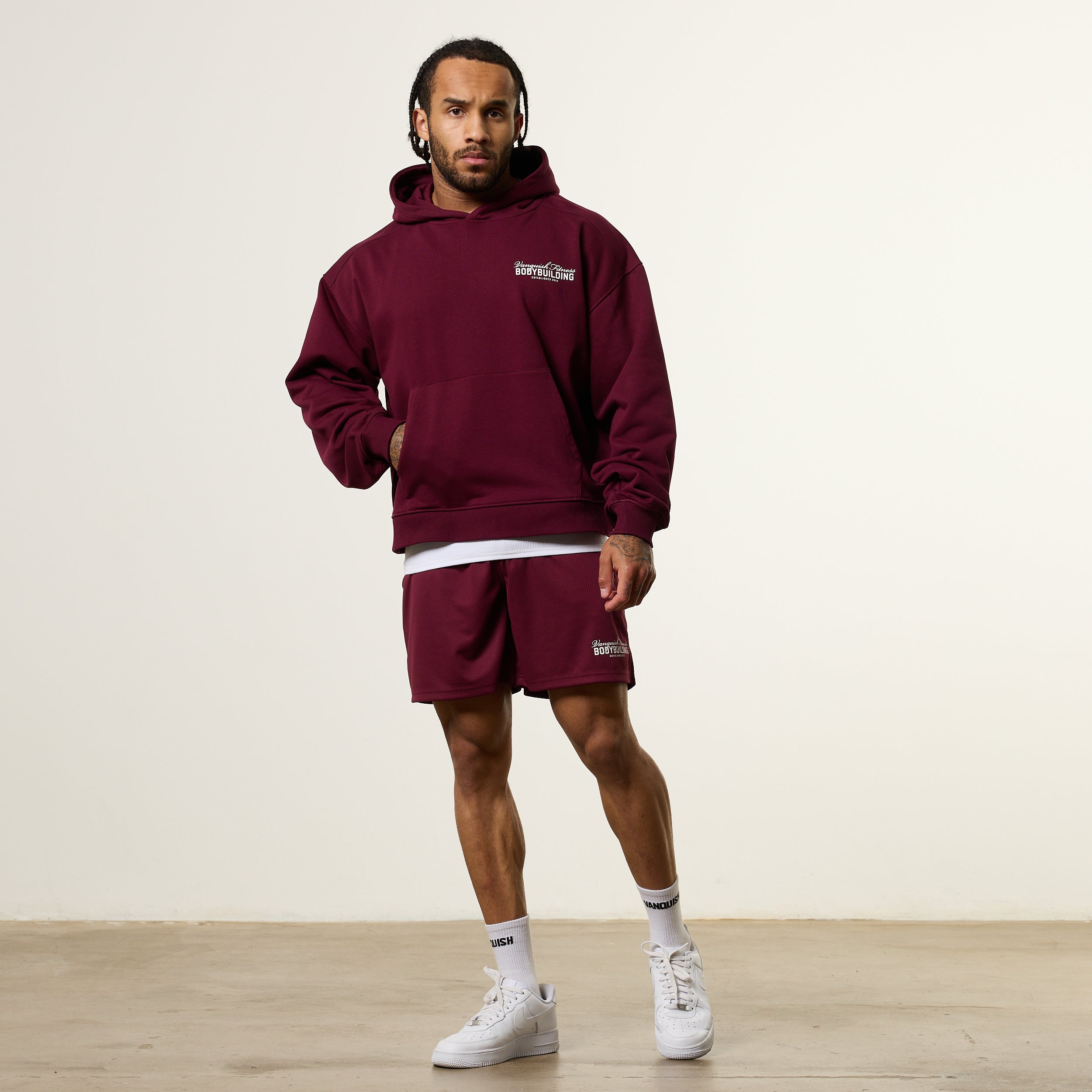 Vanquish Bodybuilding Oxblood Oversized Boxy Pullover Hoodie