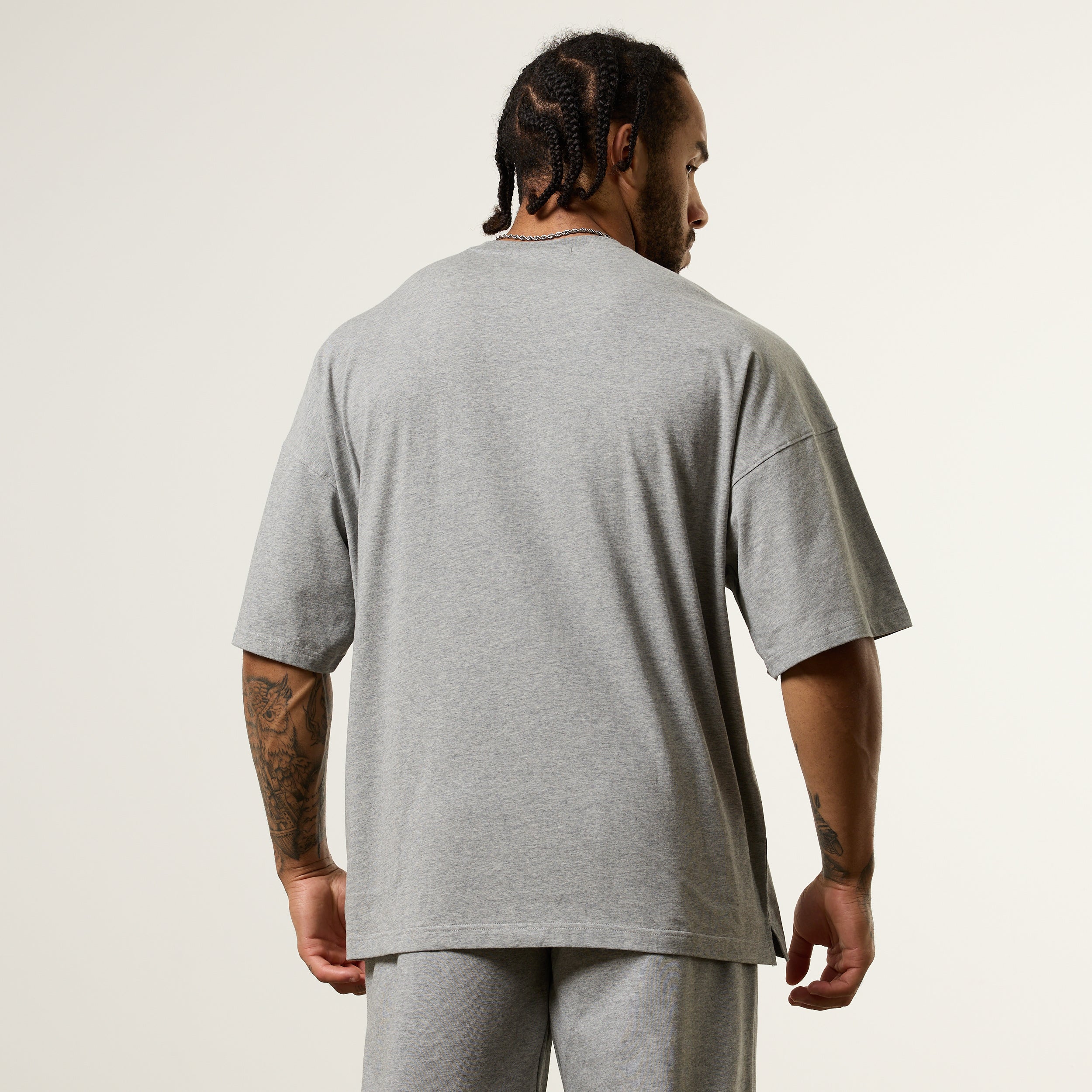 Vanquish Essential V2 Grey Melange Oversized Boxy T Shirt