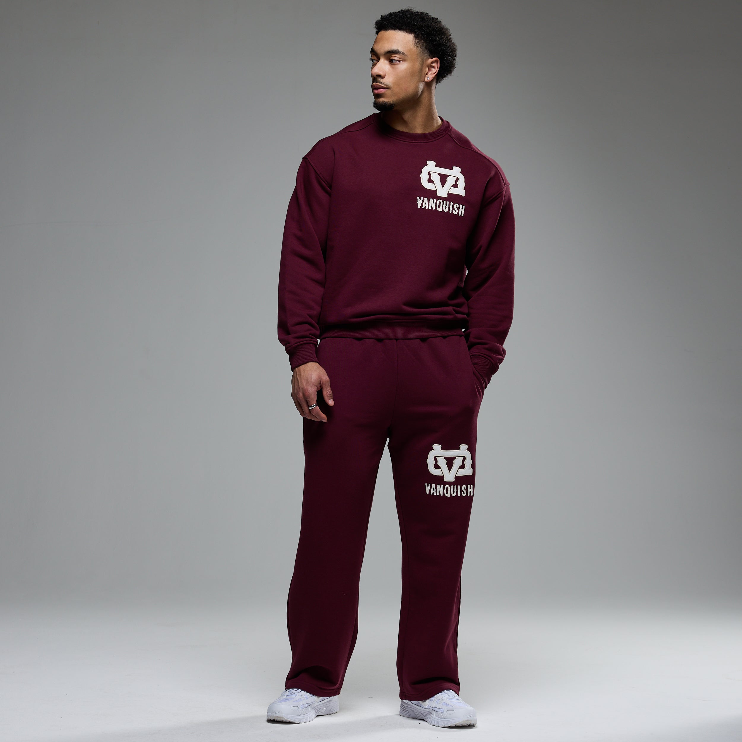 MONOGRAM OXBLOOD RED STRAIGHT LEG SWEATPANTS