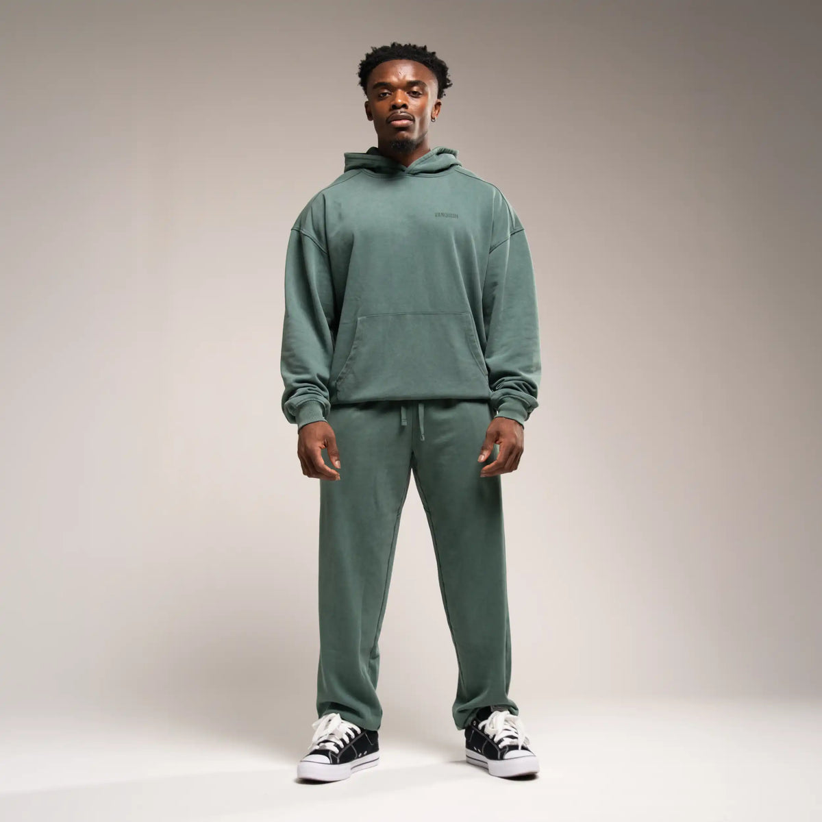 WASHED GREEN OVERSIZED CUFFED SWEATPANTS