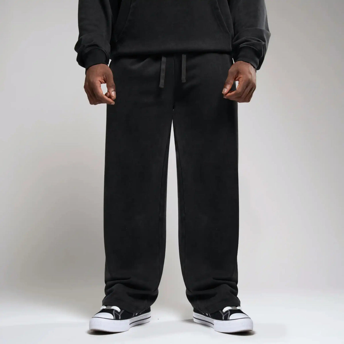 WASHED BLACK OVERSIZED STRAIGHT LEG SWEATPANTS