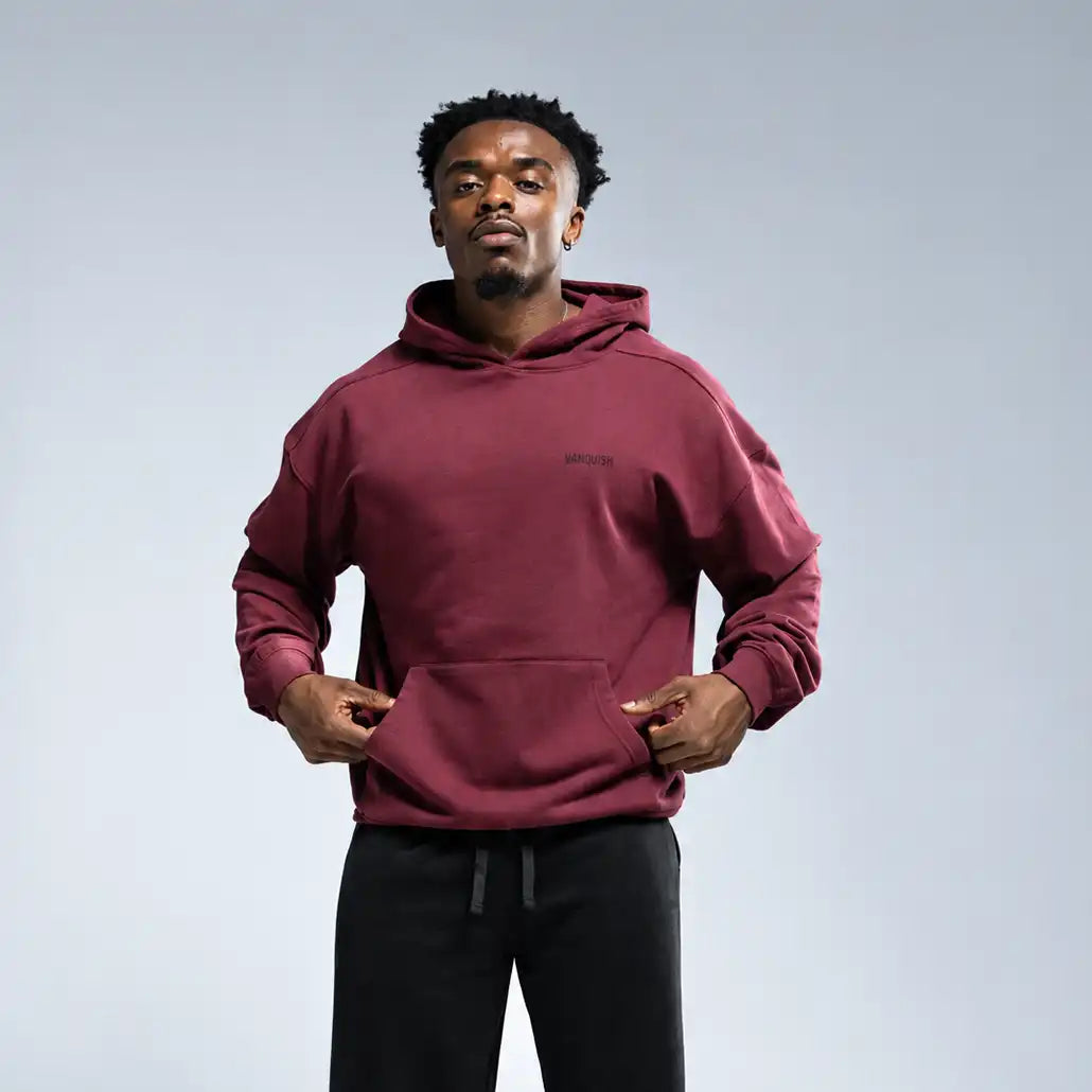 WASHED RED OVERSIZED PULLOVER HOODIE