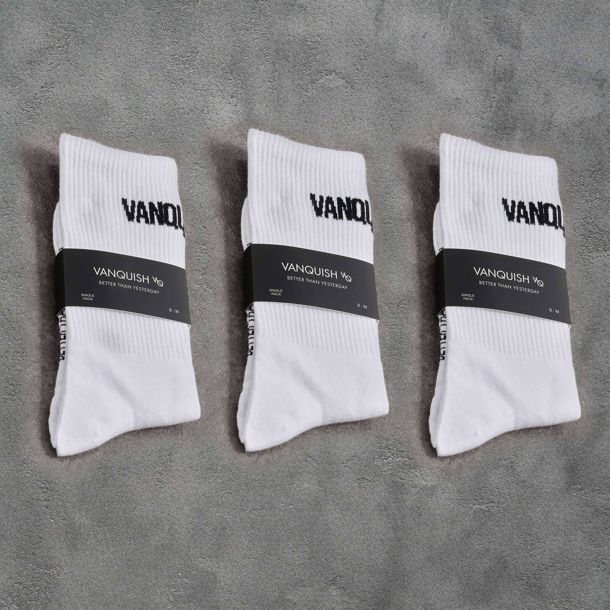 Vanquish White Front Knit Organic Socks 3 Pack