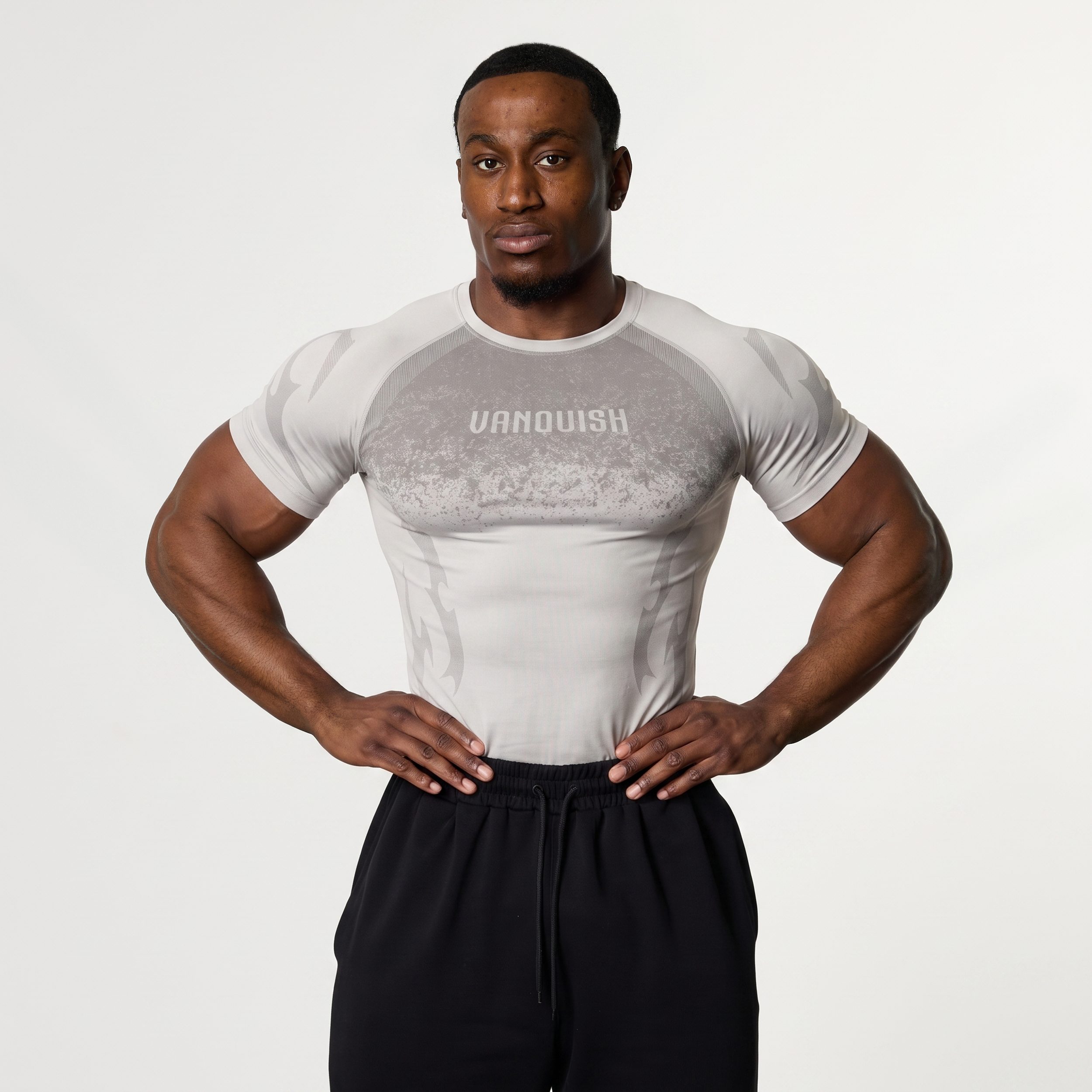 TRIBAL COMPRESSION LIGHT GREY SHORT SLEEVE T SHIRT