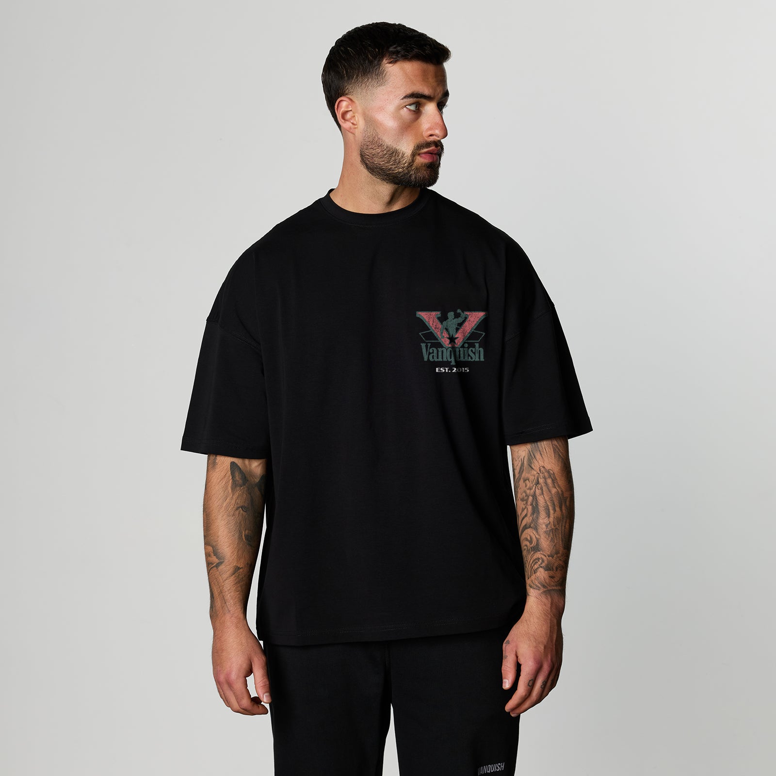 CONQUEST BLACK BOXY OVERSIZED T SHIRT