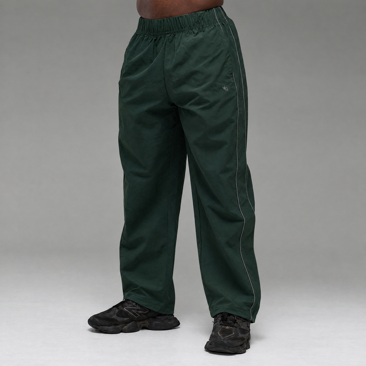 REFLECTIVE DARK GREEN OVERSIZED TRACK PANTS