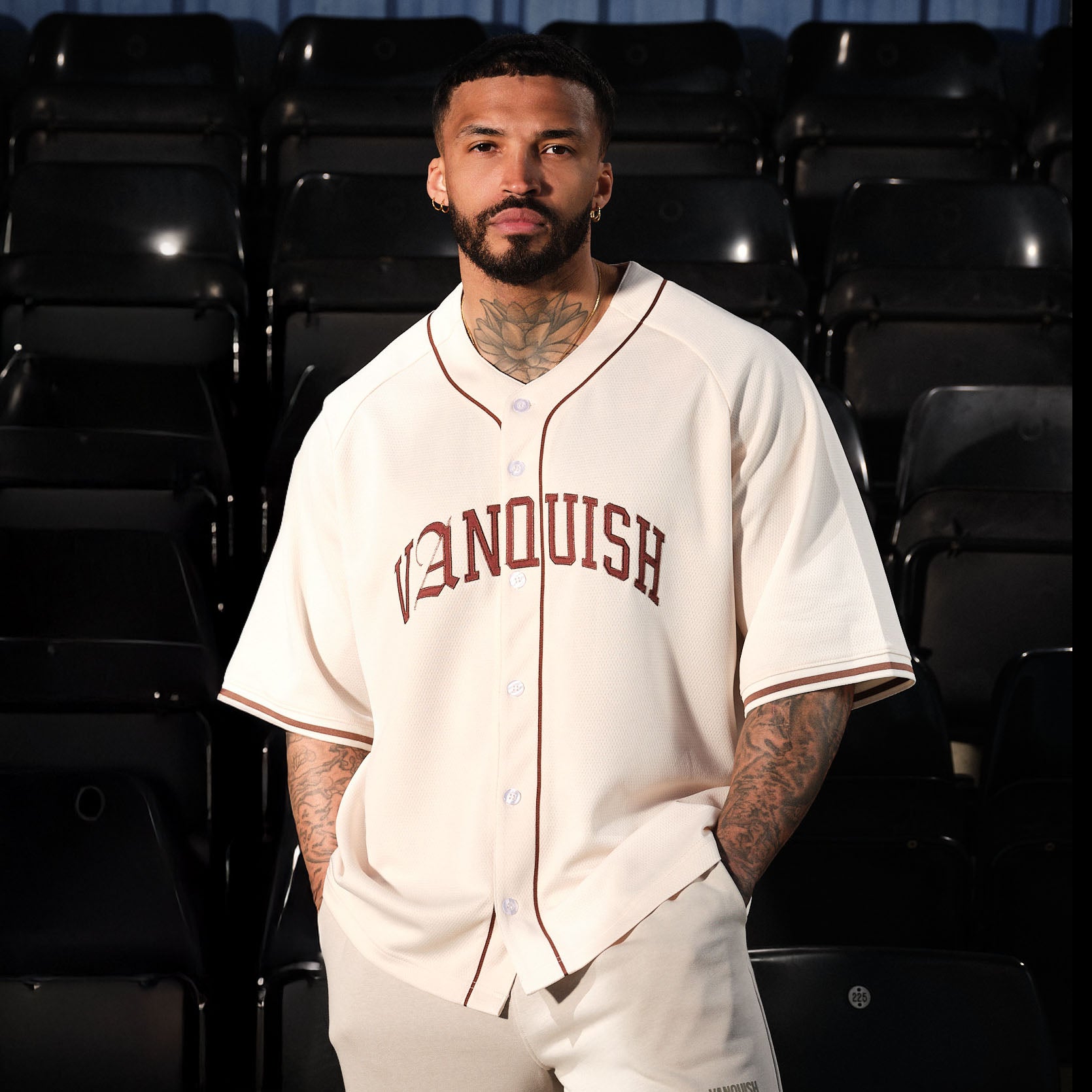 VANQUISH OFF WHITE OVERSIZED BASEBALL JERSEY
