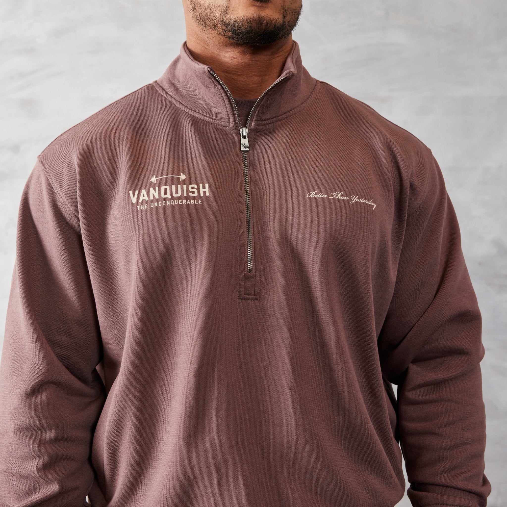 Vanquish Brown Unconquerable Quarter Zip Sweater - Vanquish Fitness