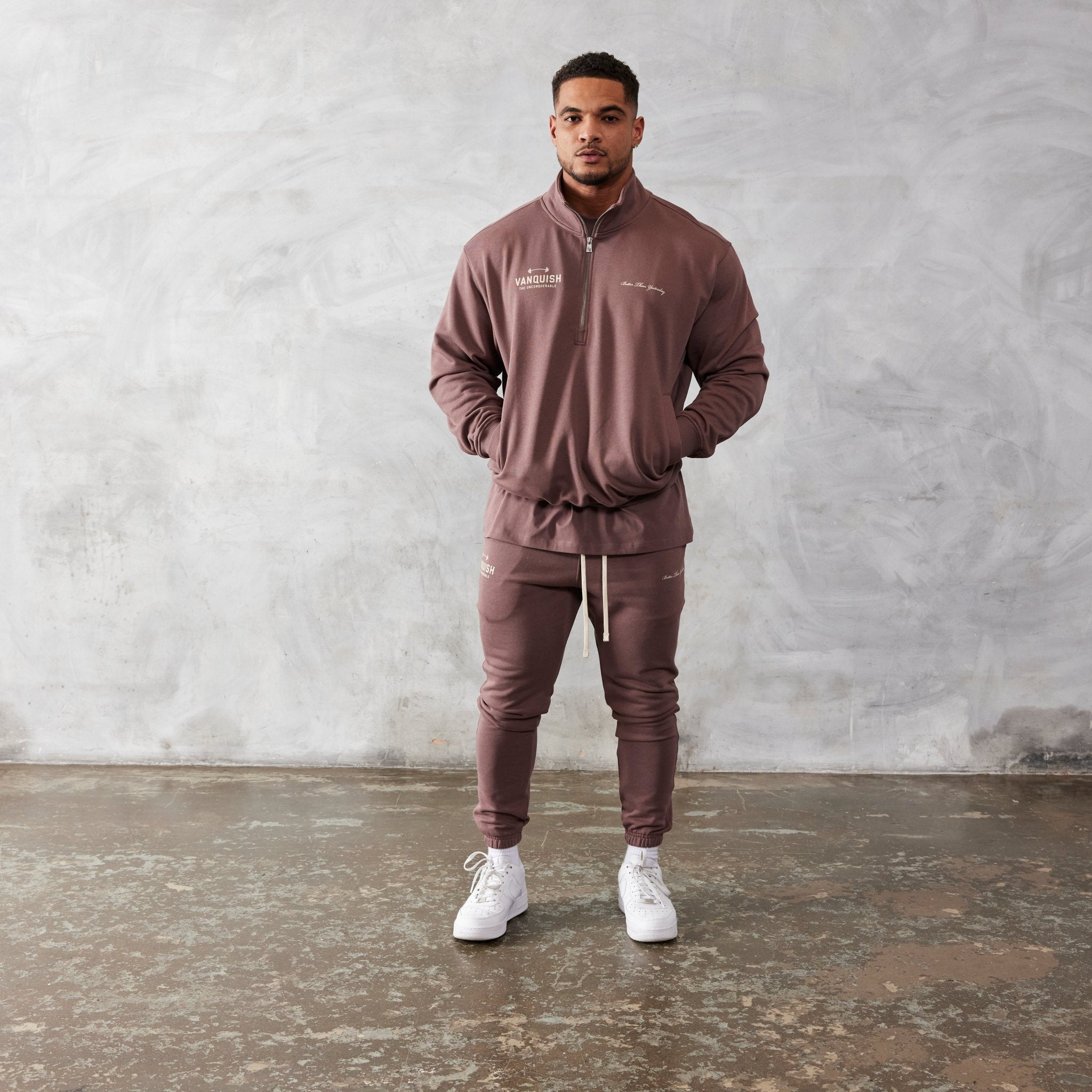 Vanquish Brown Unconquerable Quarter Zip Sweater - Vanquish Fitness