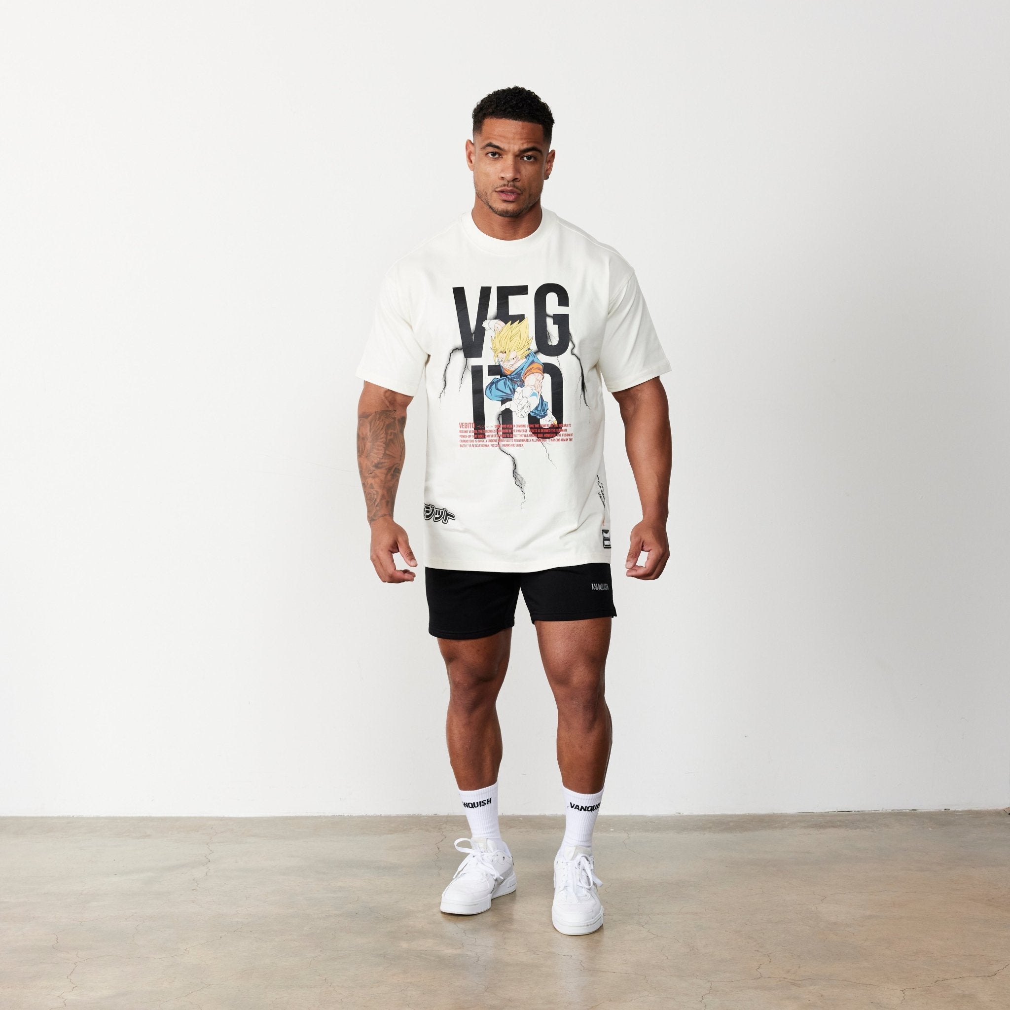 Vanquish DBZ Vegito Vintage White Oversized T Shirt - Vanquish Fitness