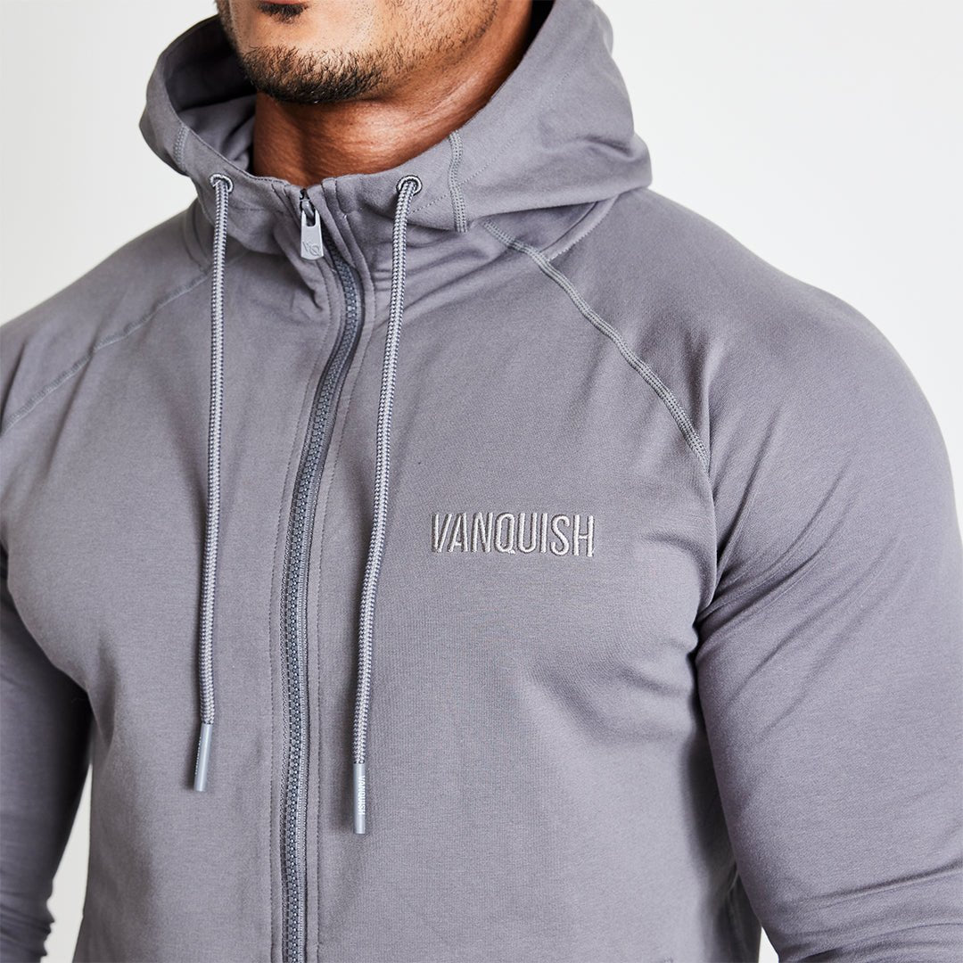 Vanquish Eclipse V2 Grey Full Zip Front Hoodie - Vanquish Fitness