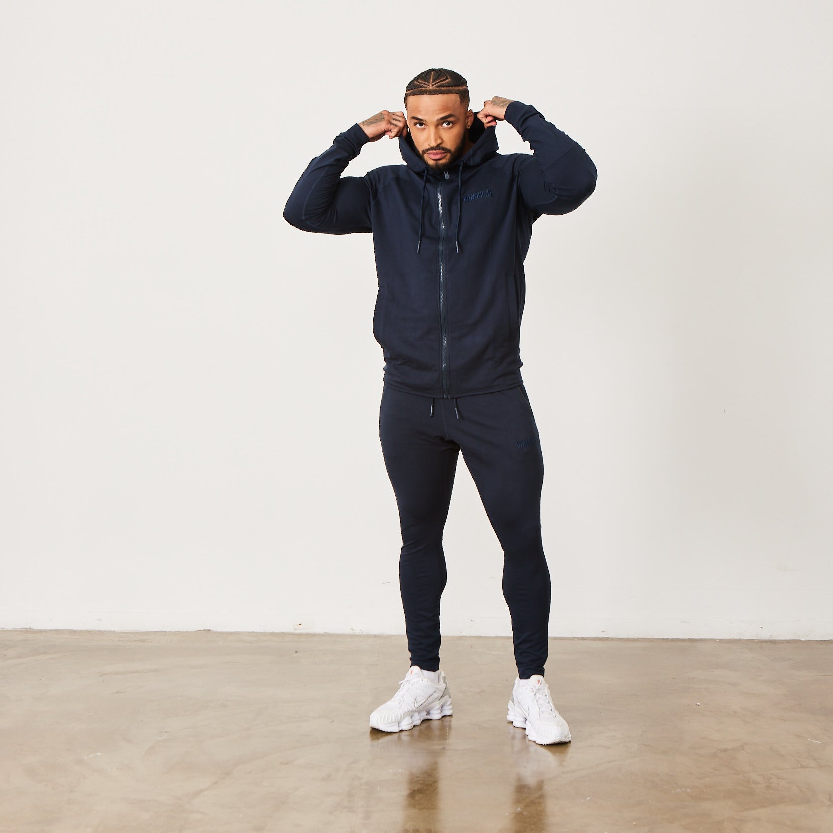 Vanquish Eclipse V2 Navy Blue Full Zip Front Hoodie - Vanquish Fitness