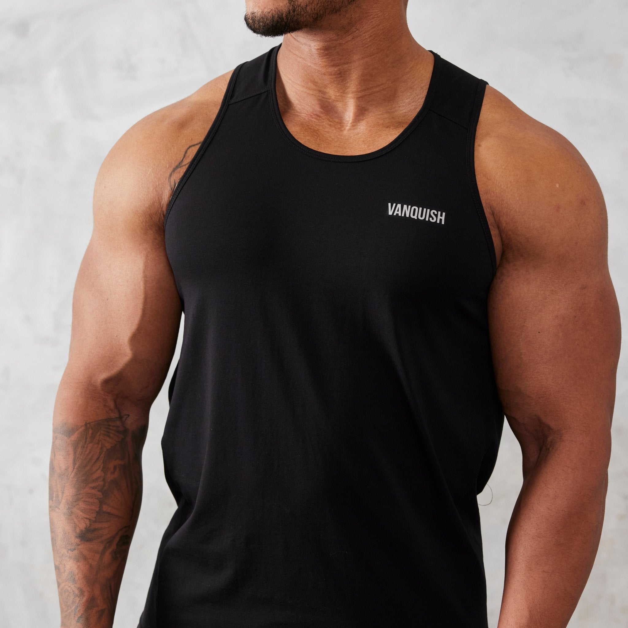 Vanquish Essential Black Regular Fit Tank Top - Vanquish Fitness