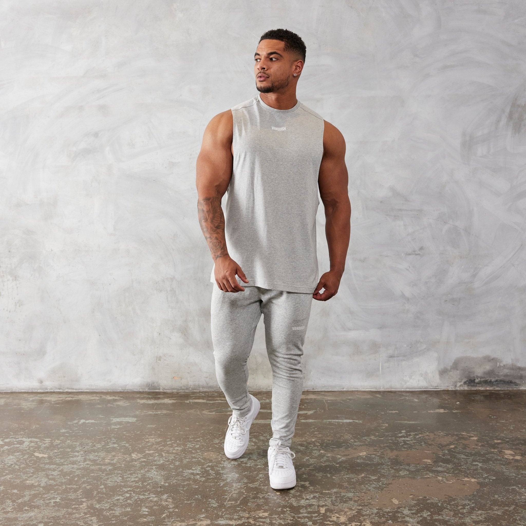 Vanquish Essential Grey Oversized Sleeveless T Shirt - Vanquish Fitness