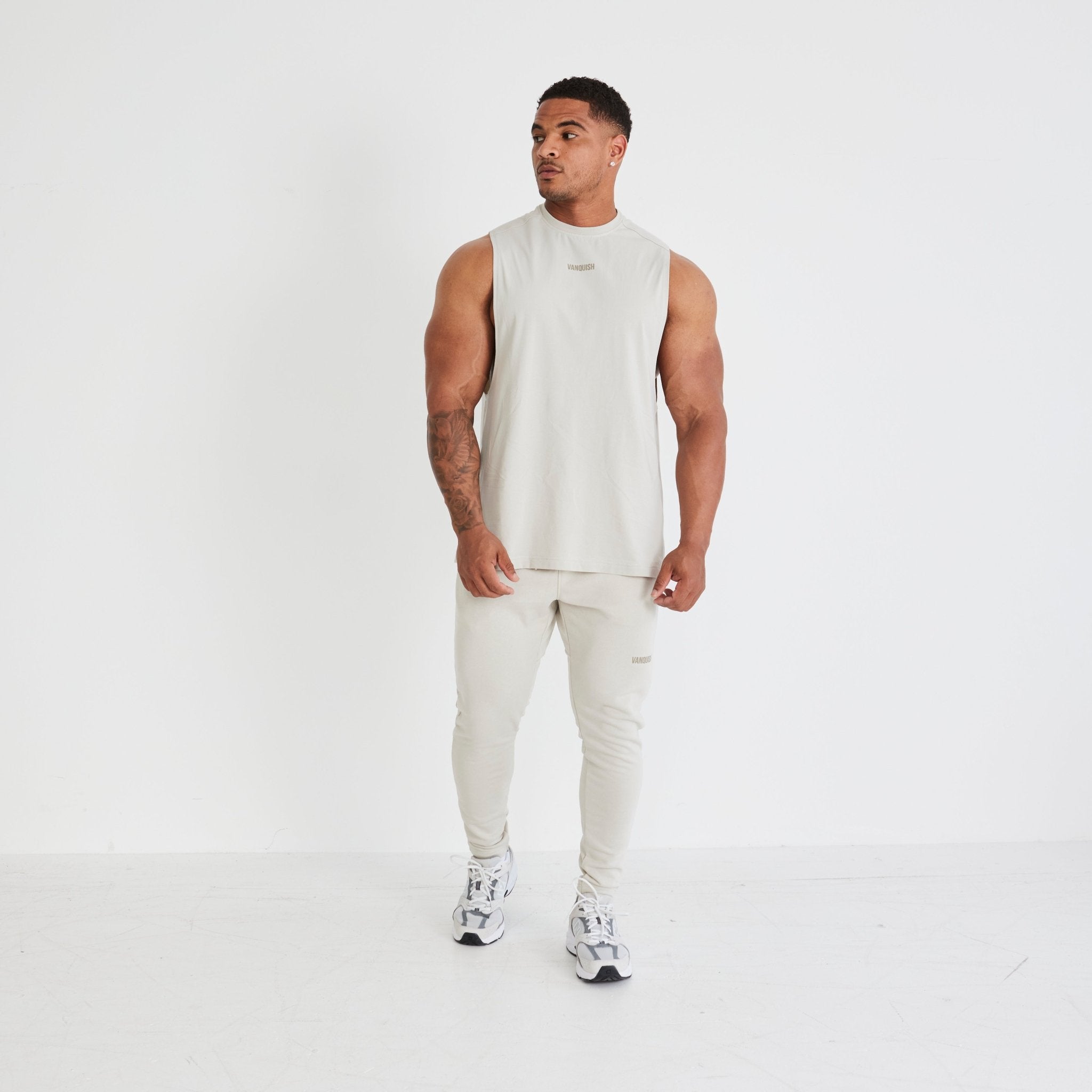Vanquish Essential Stone Oversized Sleeveless T Shirt - Vanquish Fitness