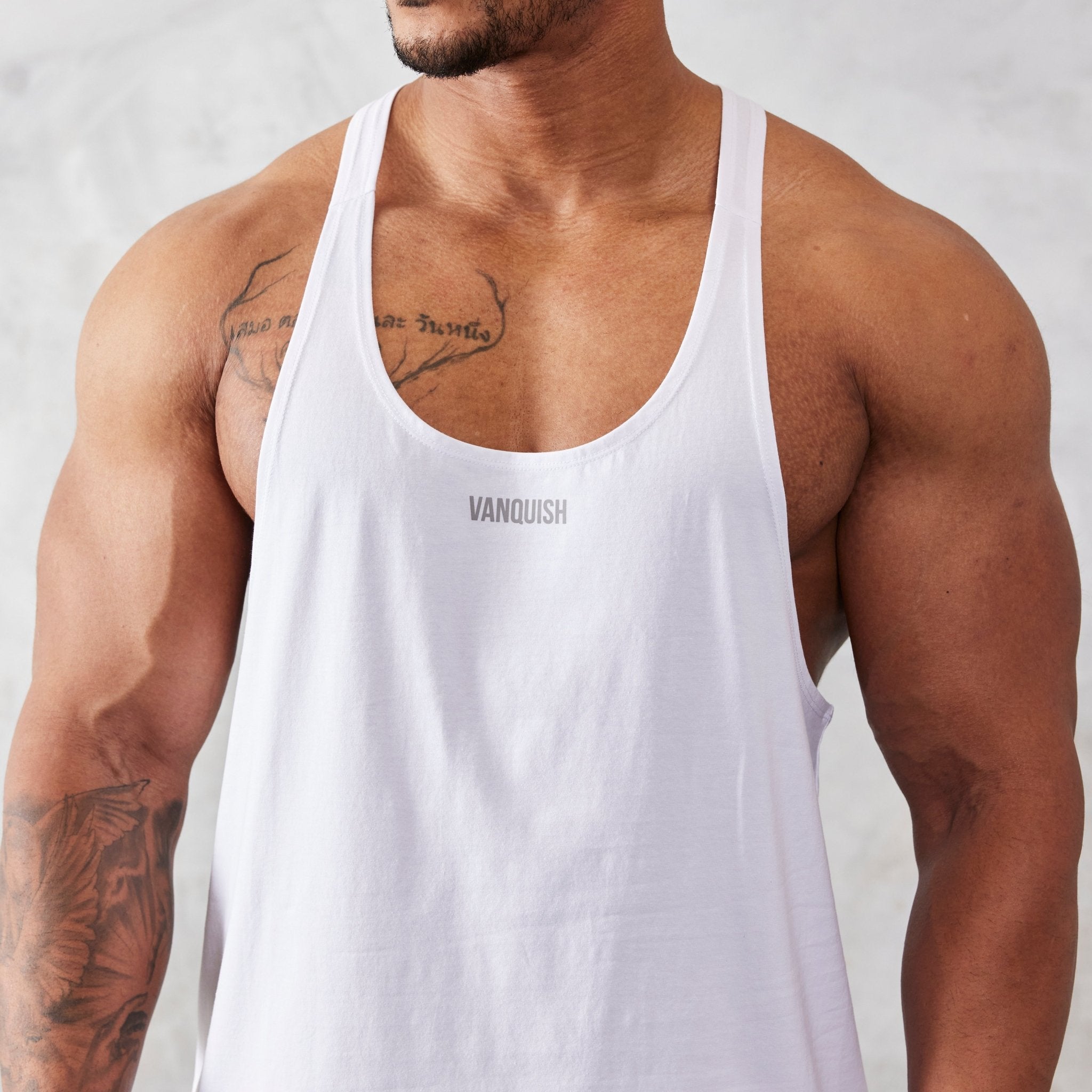 Vanquish Essential White Regular Fit Stringer Vest - Vanquish Fitness