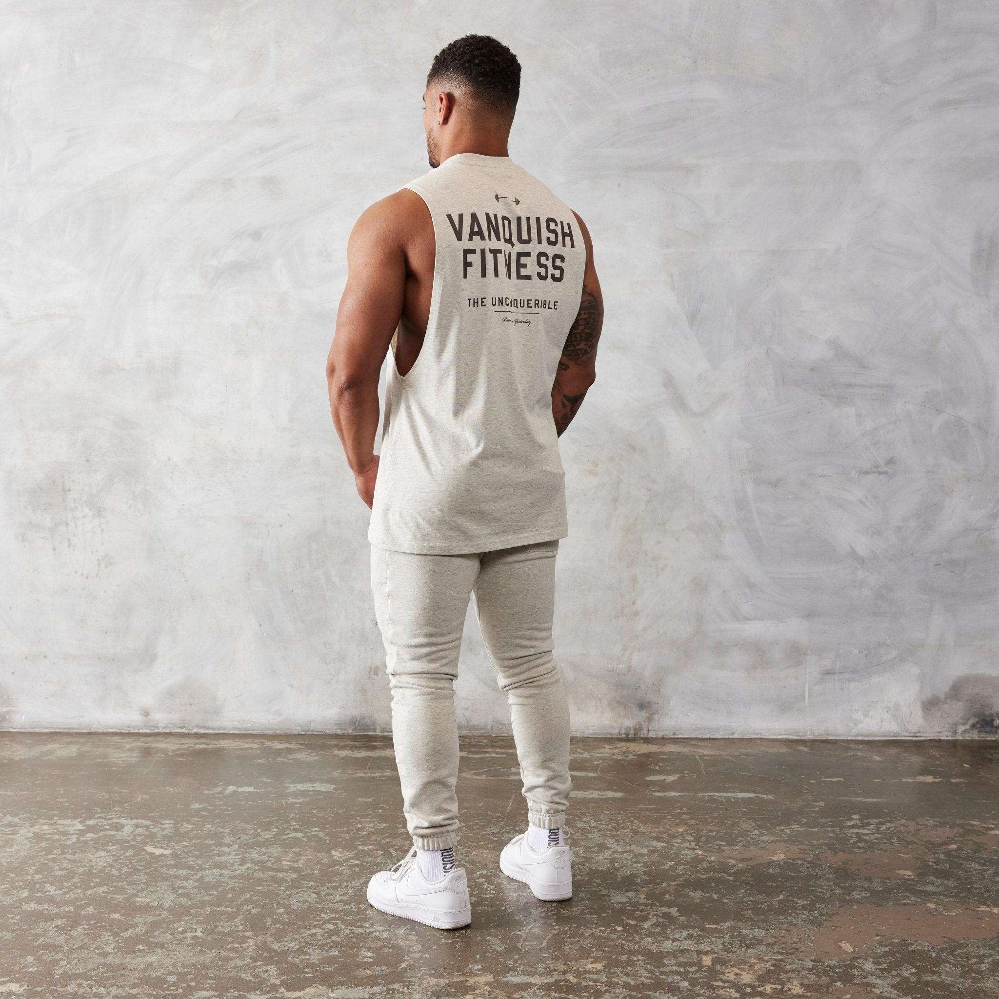 Vanquish Oat Marl Unconquerable Tapered Sweatpants - Vanquish Fitness