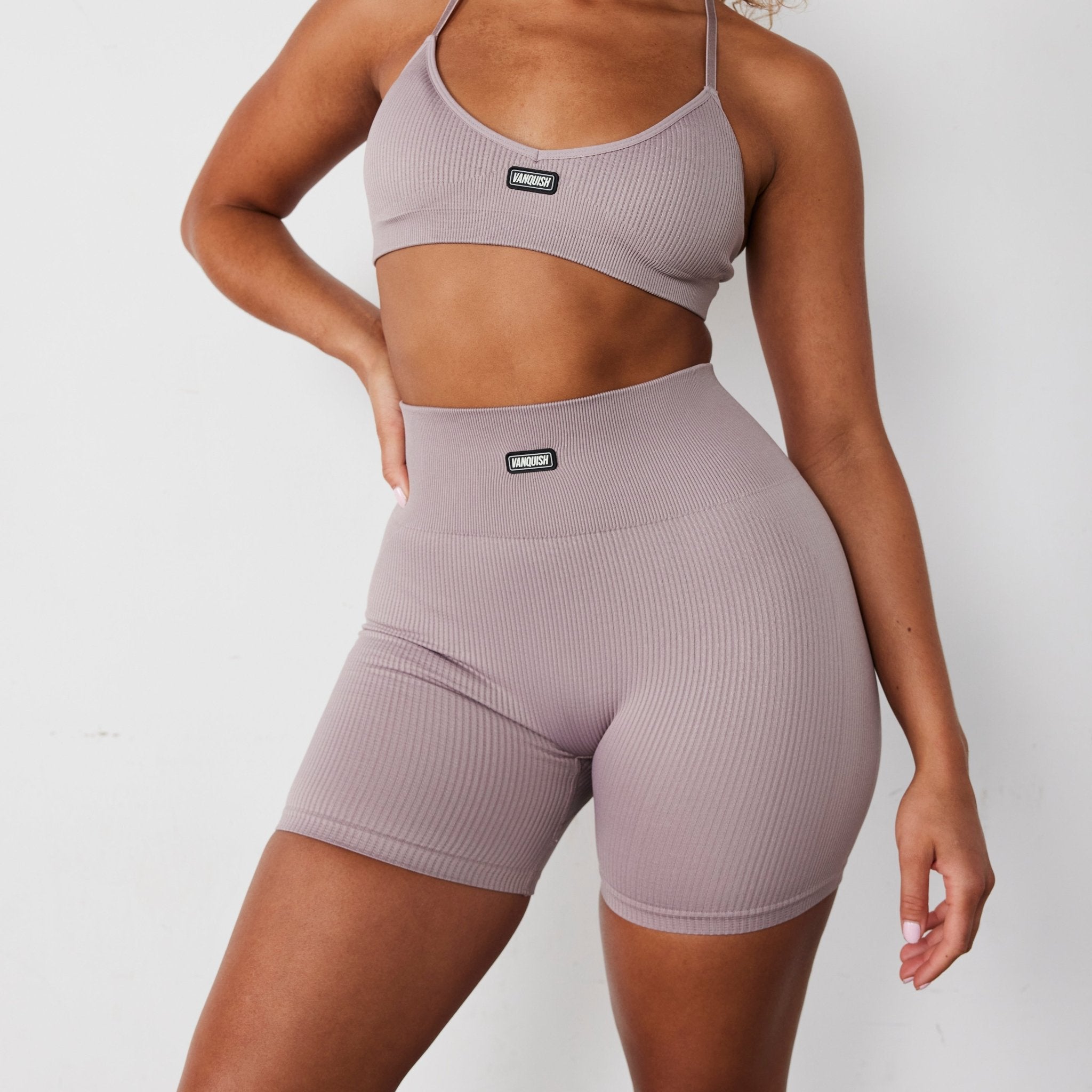 Vanquish Ribbed Seamless Blush Shorts - Vanquish Fitness