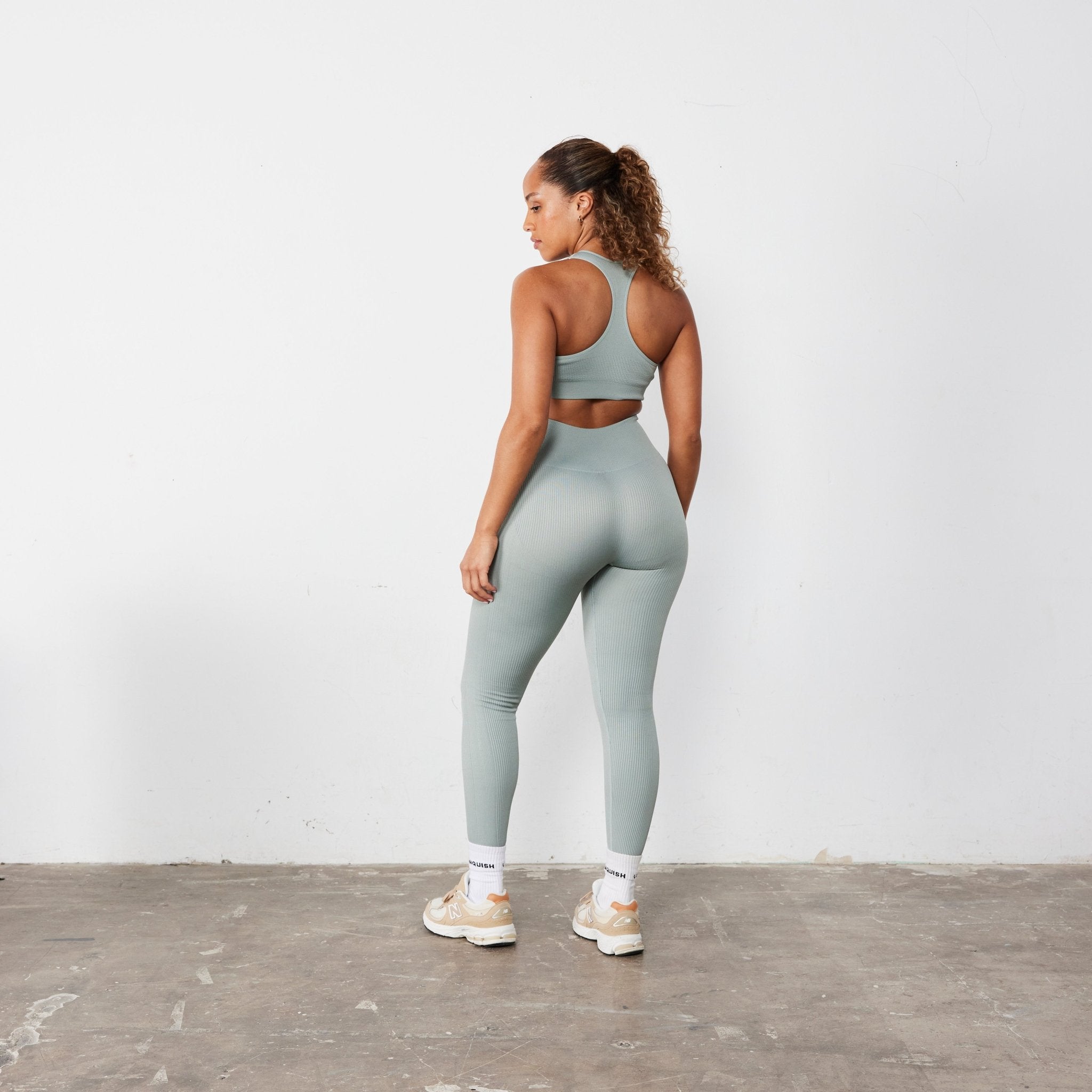 Vanquish Ribbed Seamless Slate Grey Legging - Vanquish Fitness