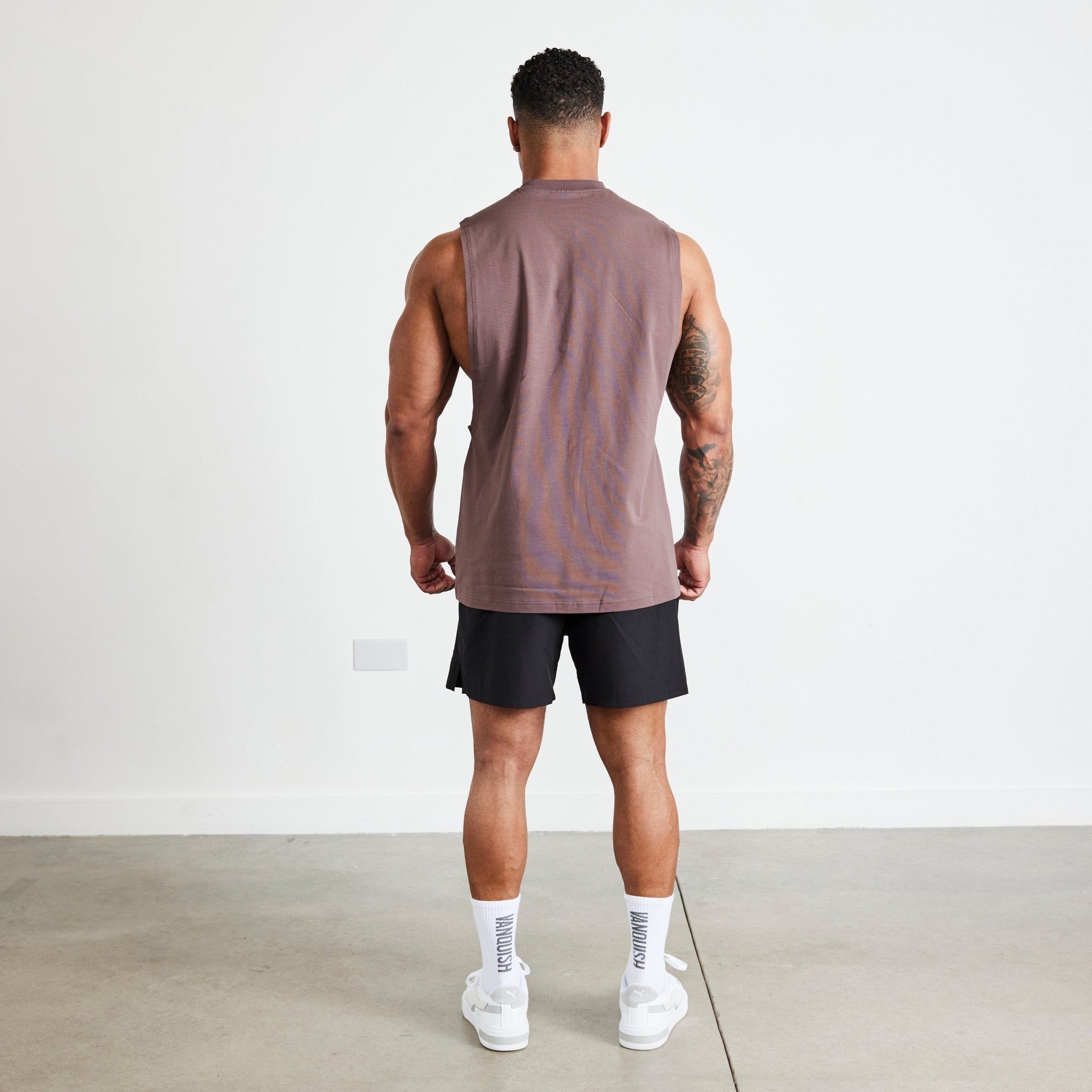 Vanquish TSP Dark Brown Metal Sleeveless T Shirt - Vanquish Fitness