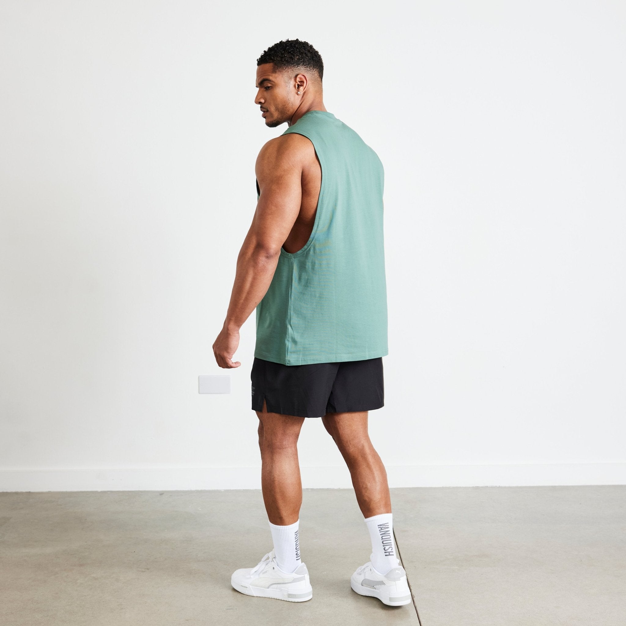 Vanquish TSP Olive Green Metal Sleeveless T Shirt - Vanquish Fitness