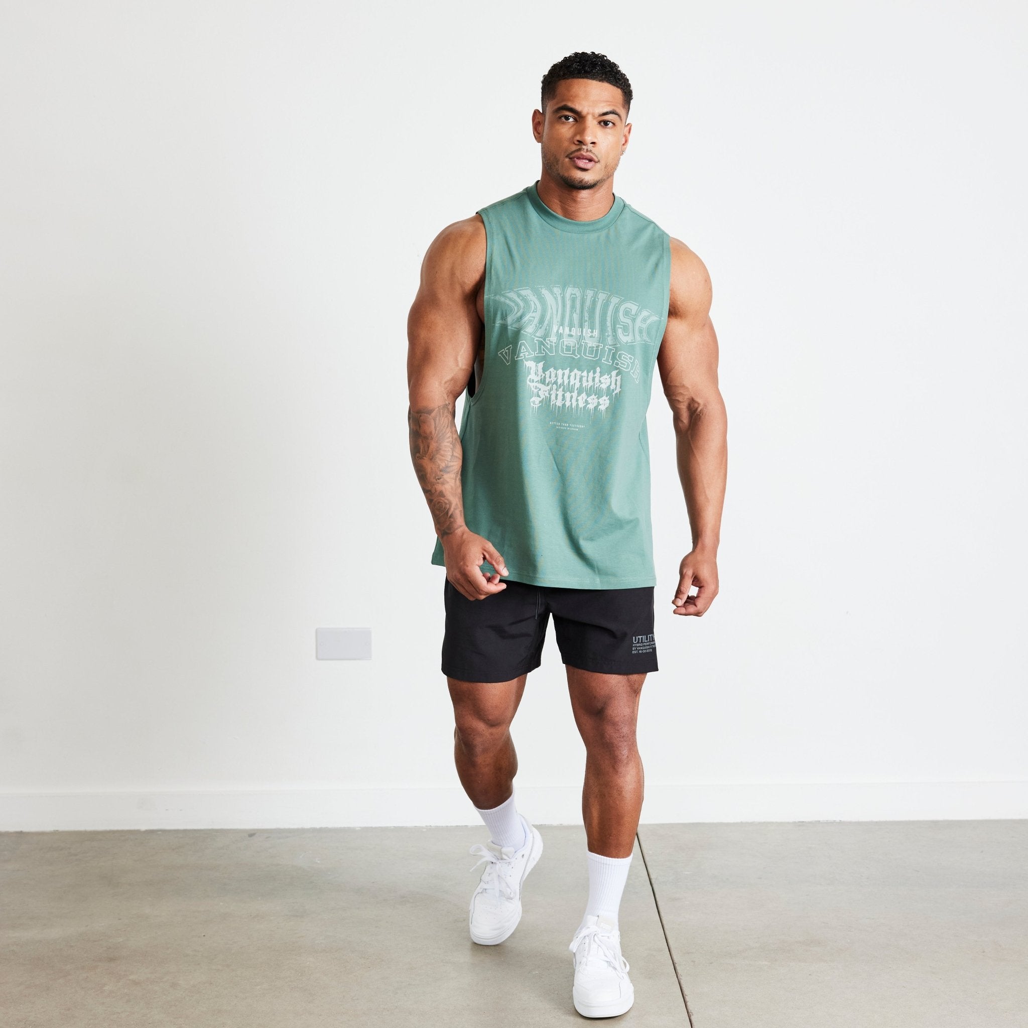 Vanquish TSP Olive Green Metal Sleeveless T Shirt - Vanquish Fitness