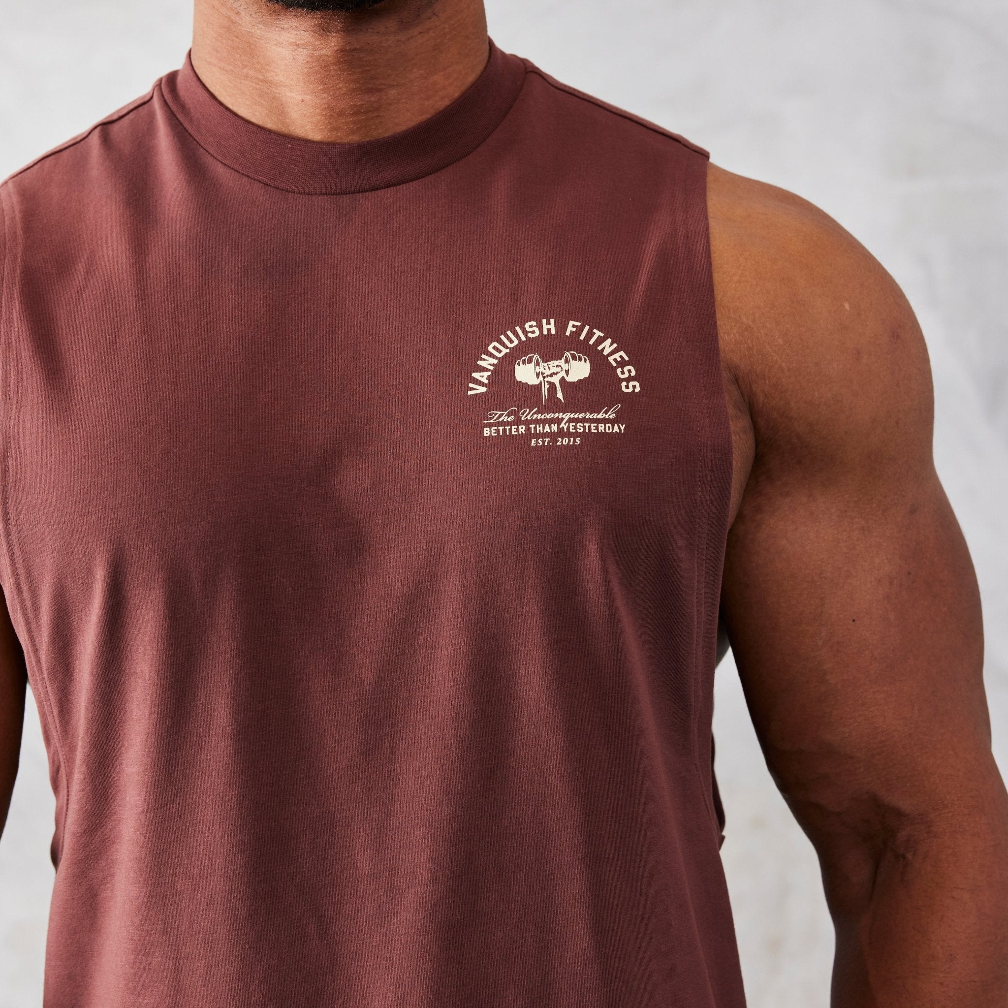 Vanquish TSP Sepia Brown Strength Sleeveless T Shirt - Vanquish Fitness