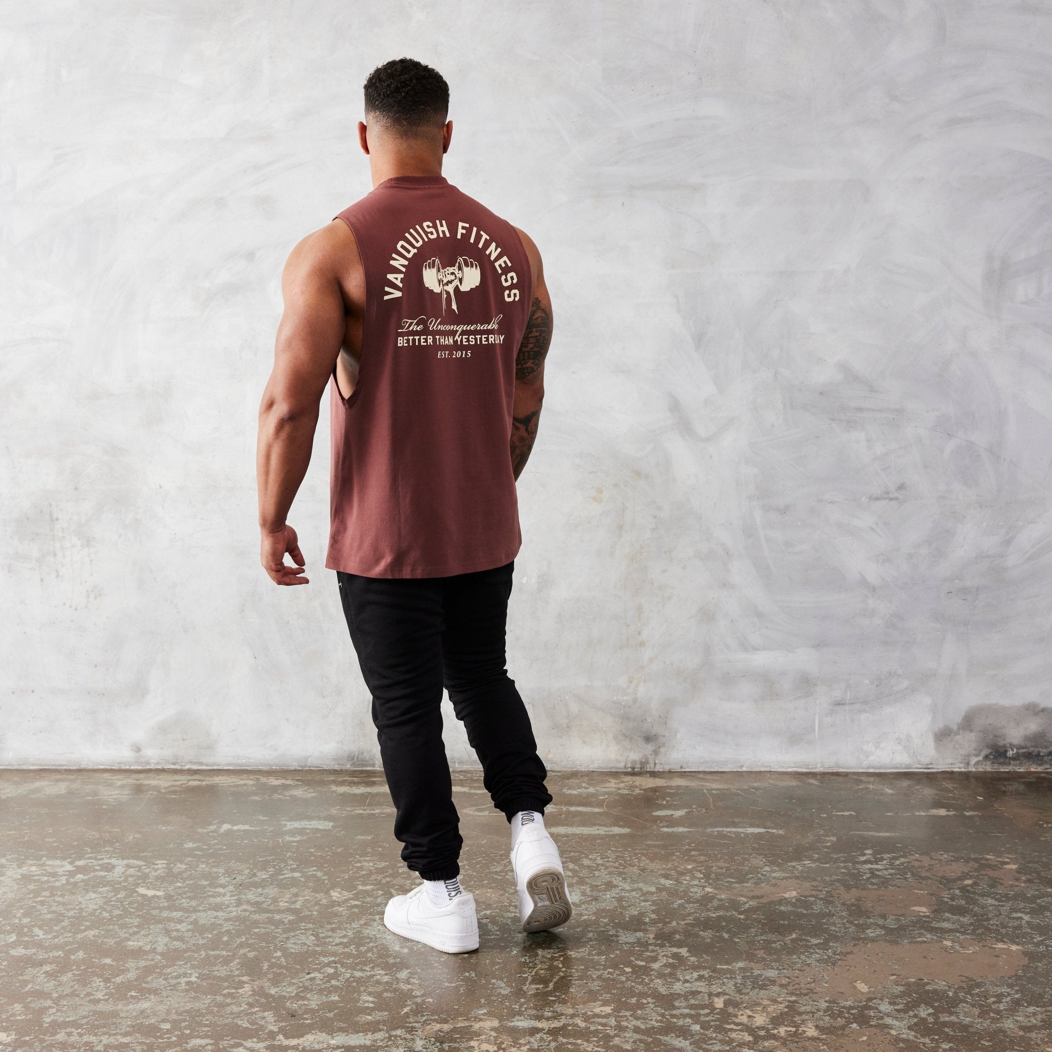 Vanquish TSP Sepia Brown Strength Sleeveless T Shirt - Vanquish Fitness