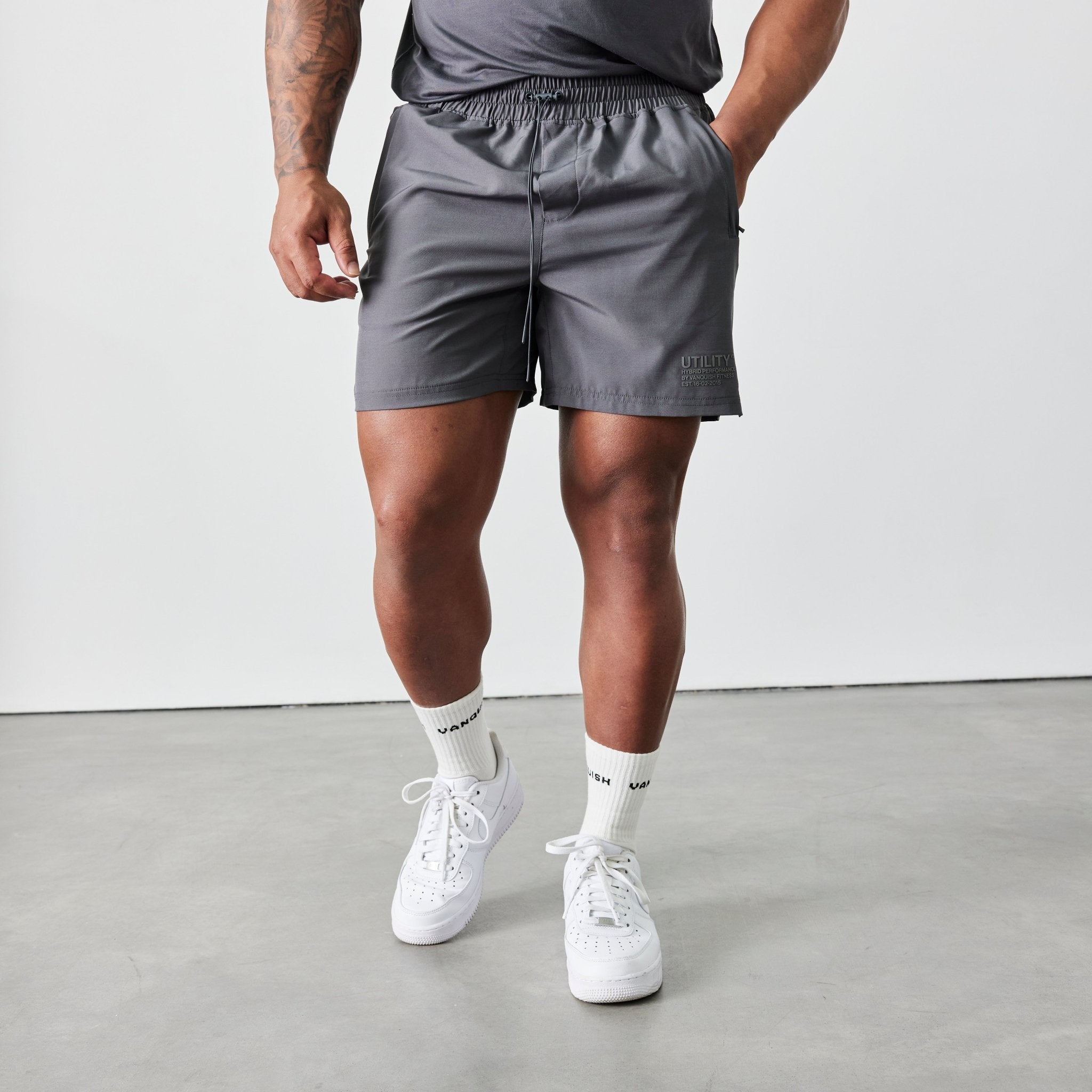 Vanquish Utility V2 Grey 5" Shorts - Vanquish Fitness