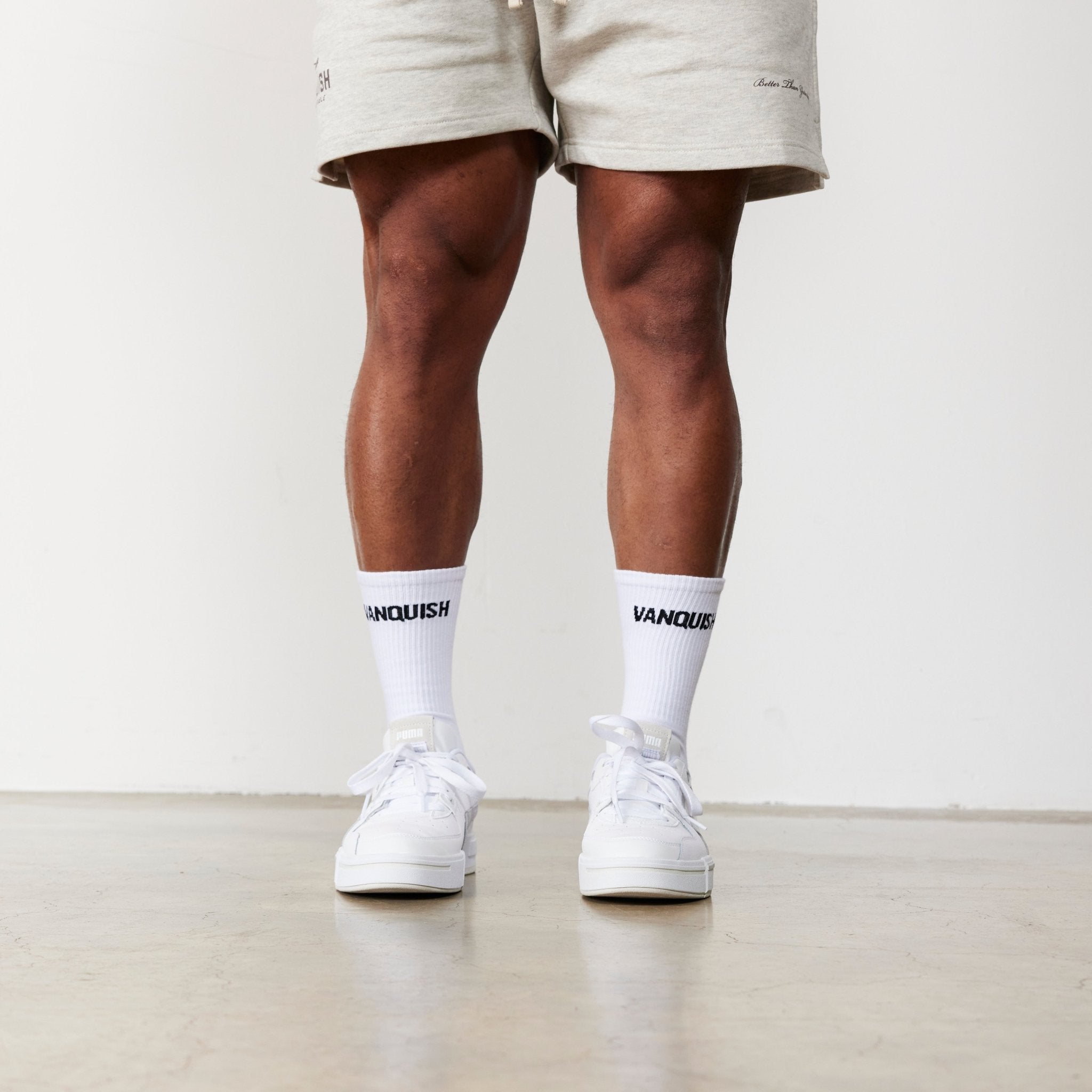 Vanquish White Front Logo Organic Socks - Vanquish Fitness