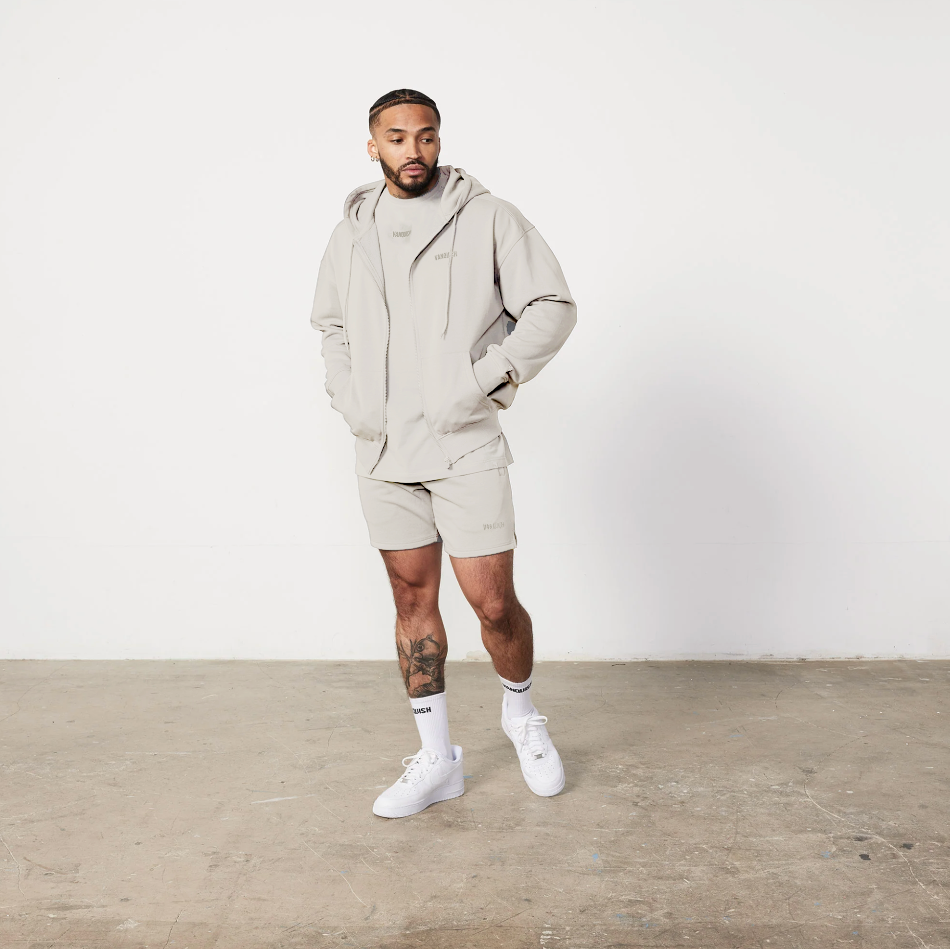 Vanquish Essential Stone Oversized Full Zip Hoodie