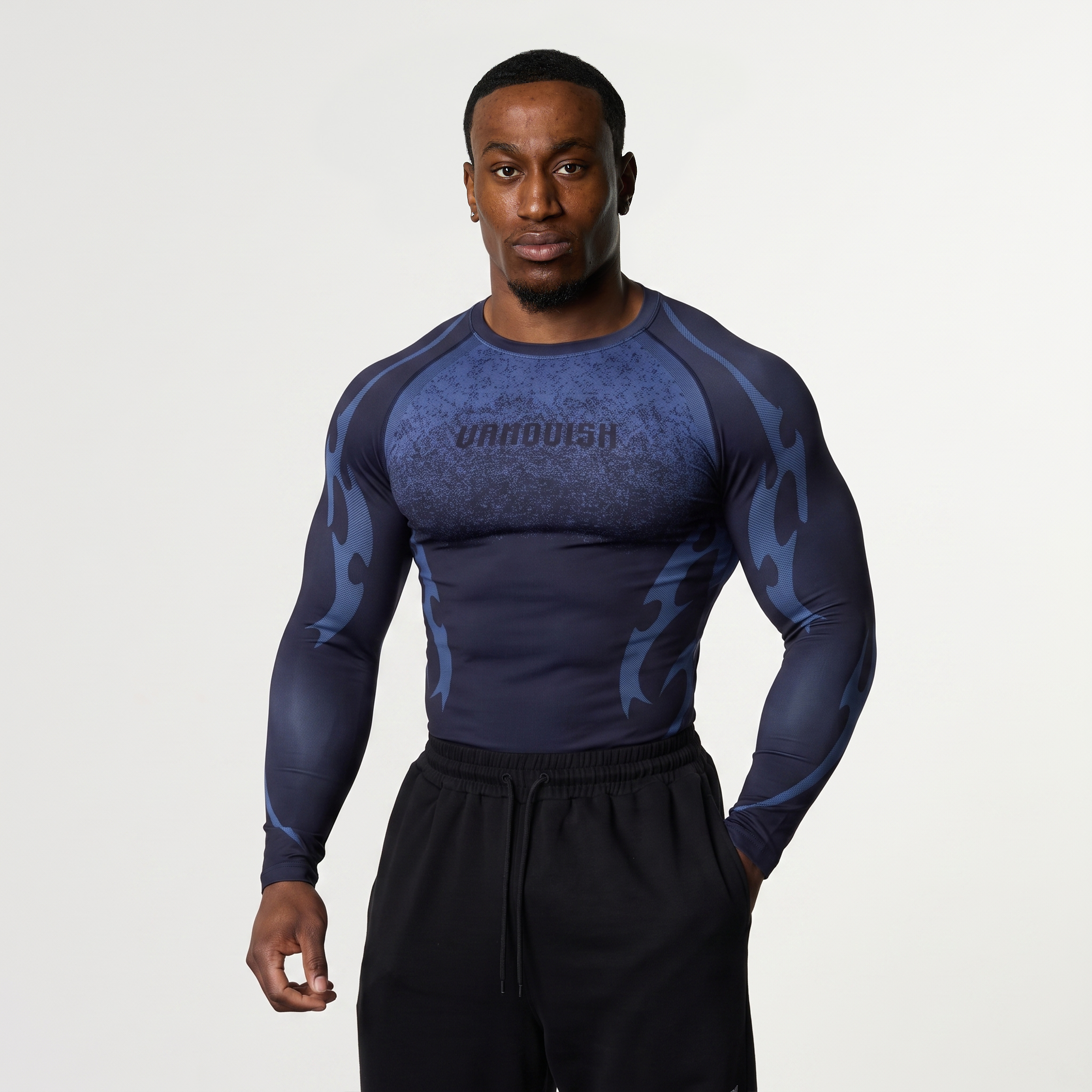 TRIBAL COMPRESSION NAVY LONG SLEEVE T SHIRT