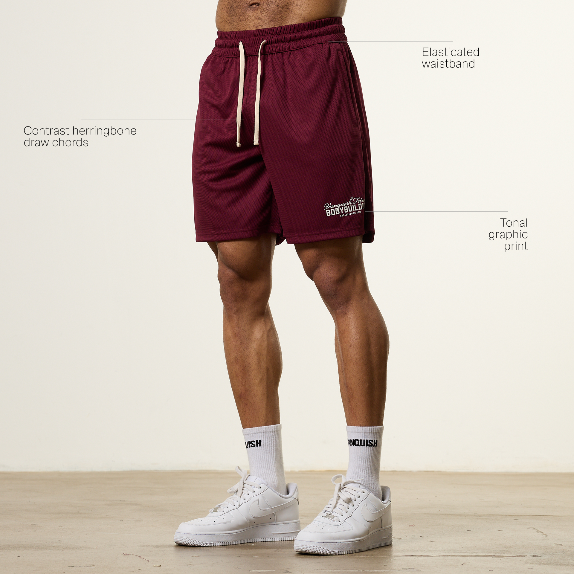 Vanquish Bodybuilding Oxblood Mesh Shorts