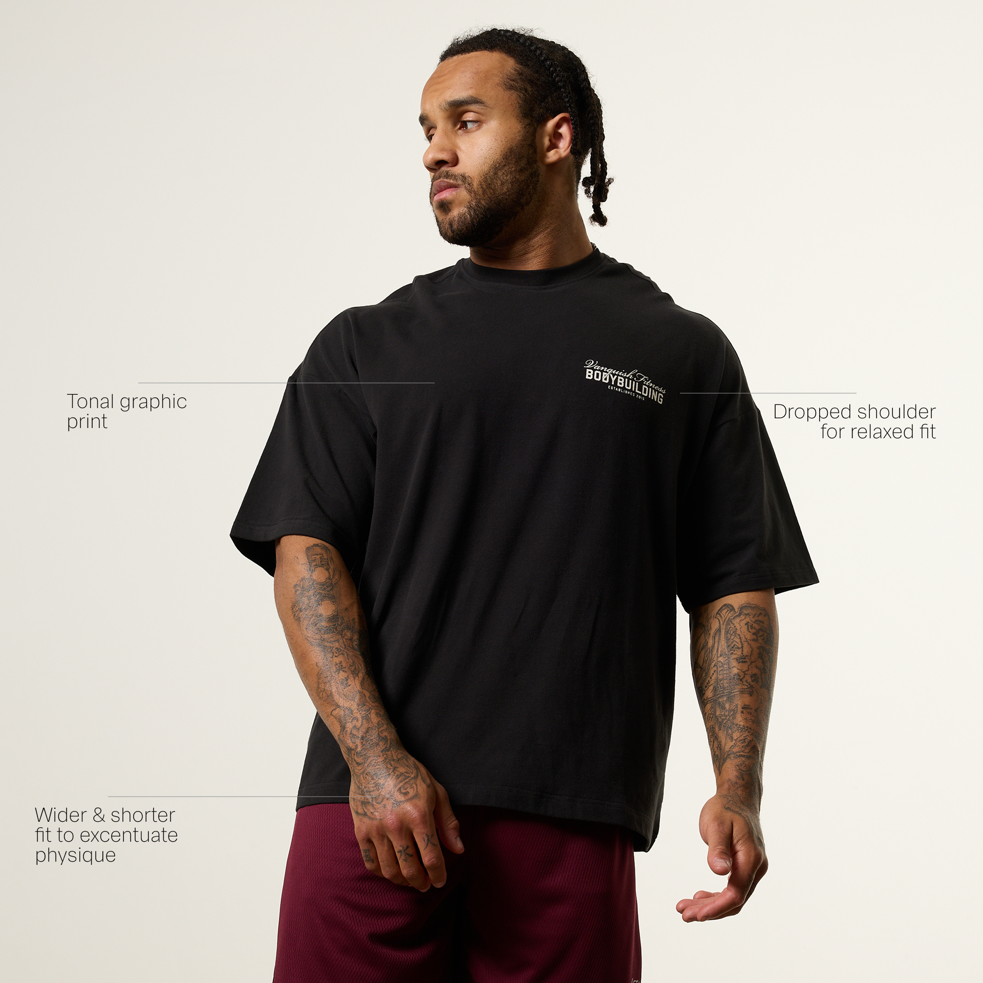 Vanquish Bodybuilding Black Oversized Boxy T Shirt