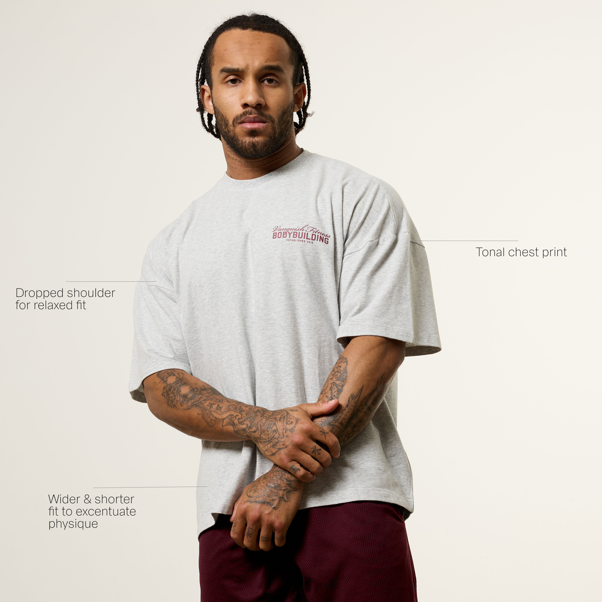 Vanquish Bodybuilding Chalk Oversized Boxy T Shirt