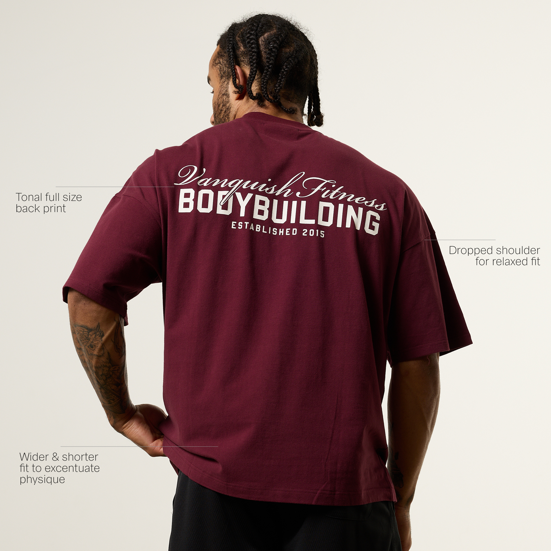 Vanquish Bodybuilding Oxblood Oversized Boxy T Shirt