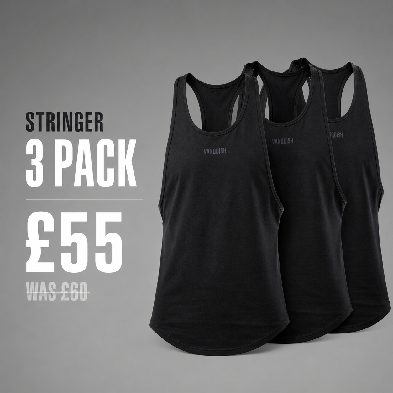 Evolve Black Stringer Vest - 3 Pack