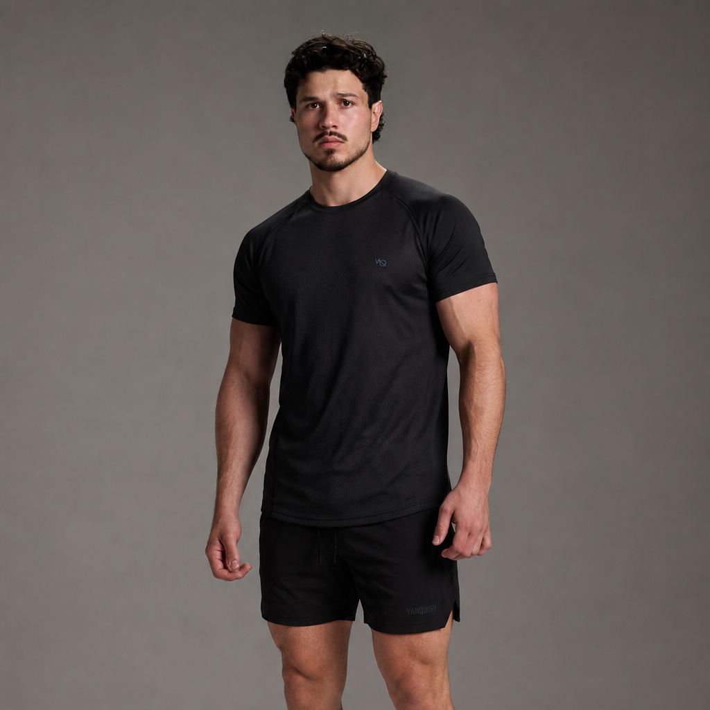 EVOLVE BLACK PERFORMANCE TEE & 4" SHORT SET