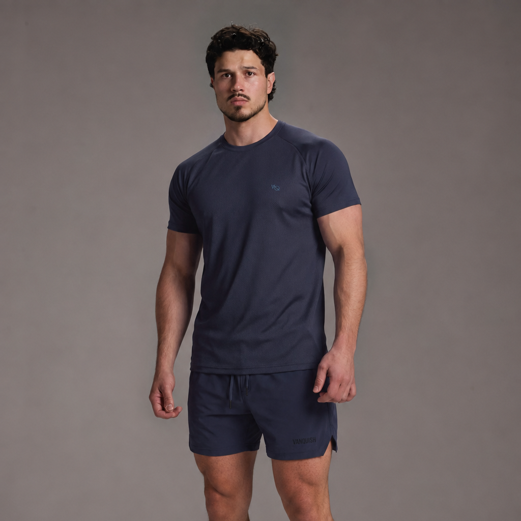 EVOLVE NAVY PERFORMANCE TEE & 4" SHORT SET