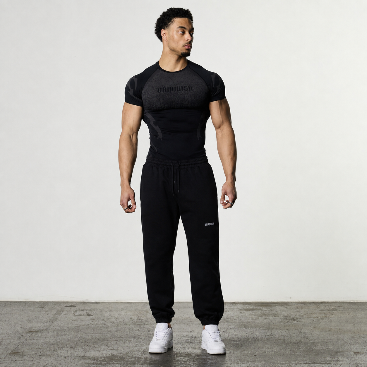 TRIBAL BLACK SHORT SLEEVE & ESSENTIAL BLACK OVERSIZED PANTS SET