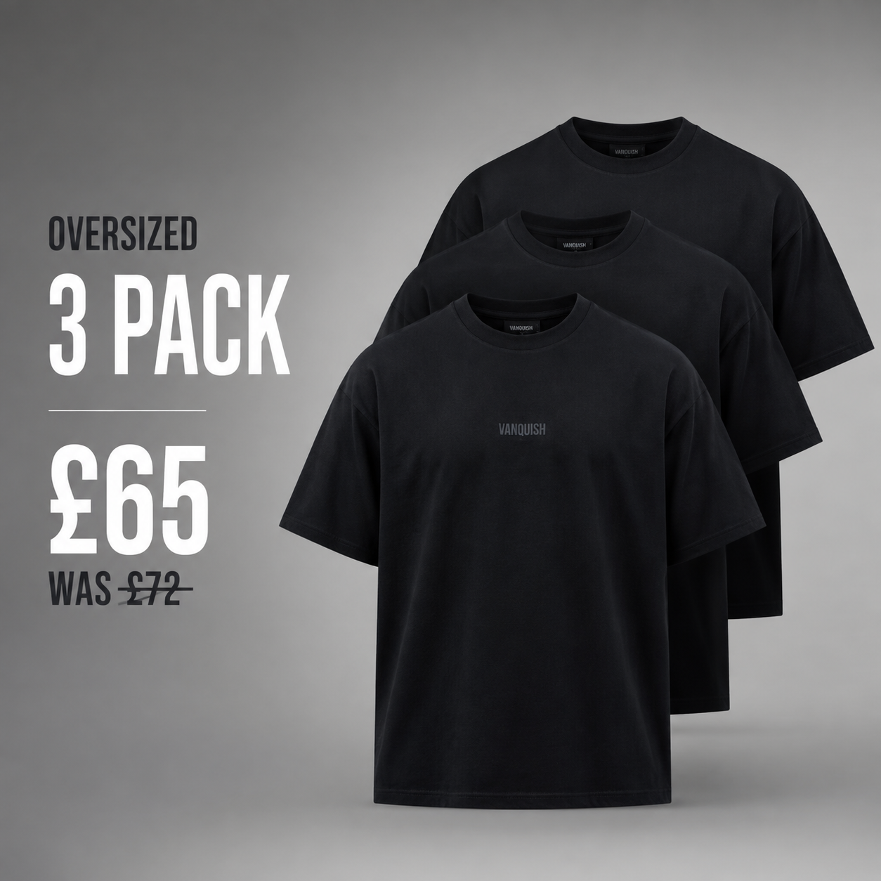 Evolve Black Oversized T Shirt - 3 Pack