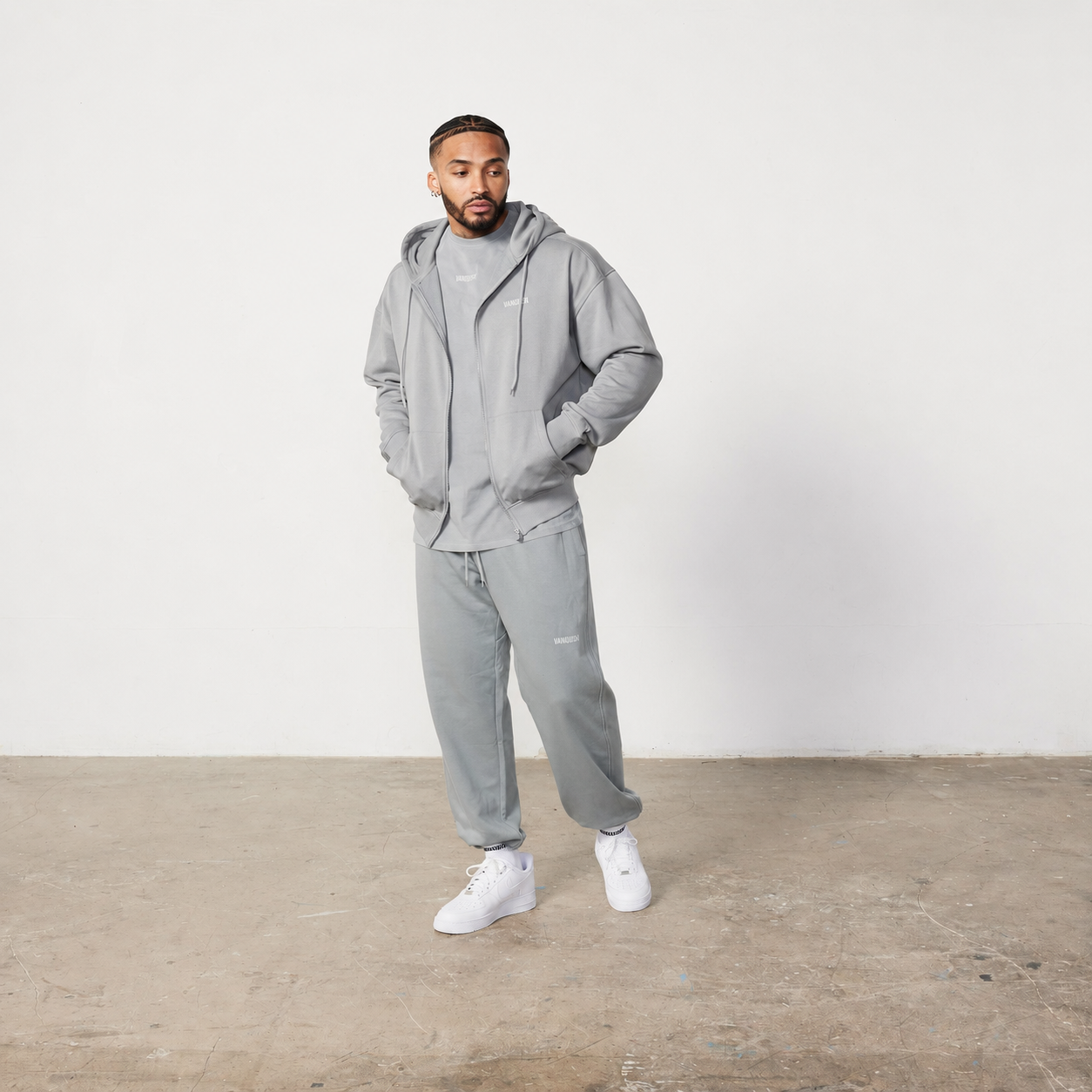 ESSENTIAL STEEL GREY OVERSIZED HOODIE & SWEATPANTS SET