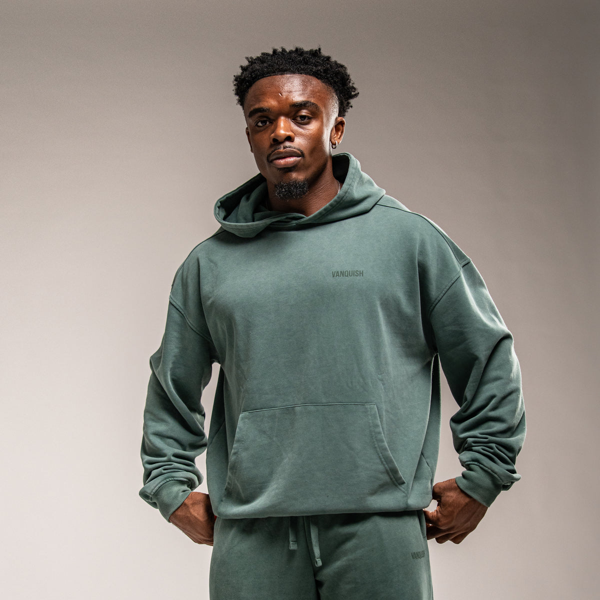 WASHED GREEN OVERSIZED PULLOVER HOODIE