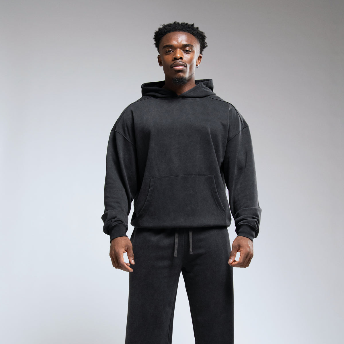 WASHED BLACK OVERSIZED PULLOVER HOODIE