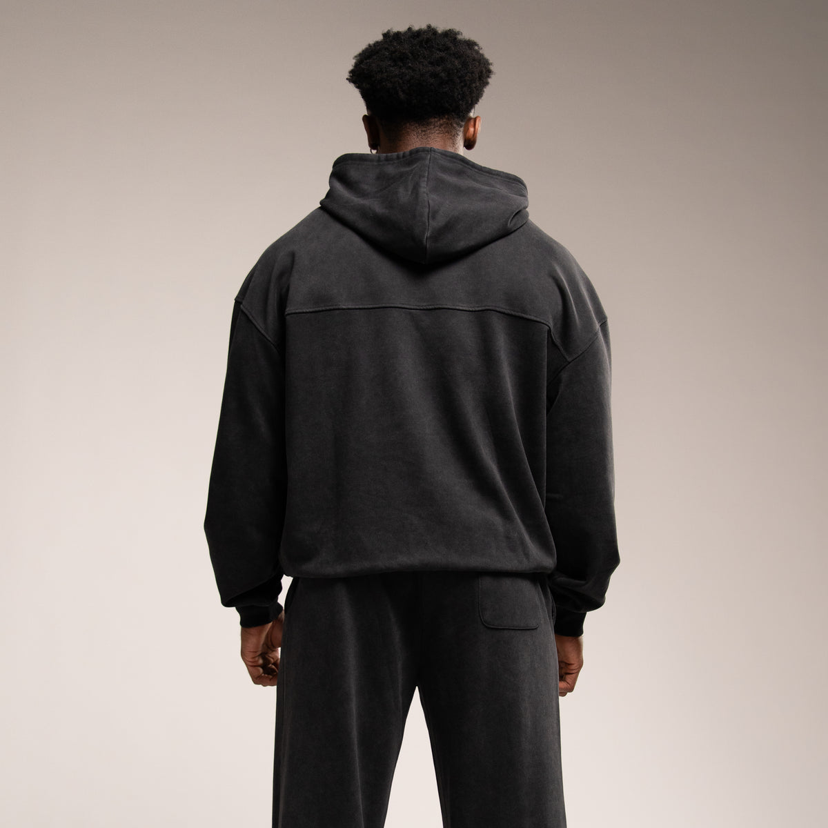 WASHED BLACK OVERSIZED PULLOVER HOODIE