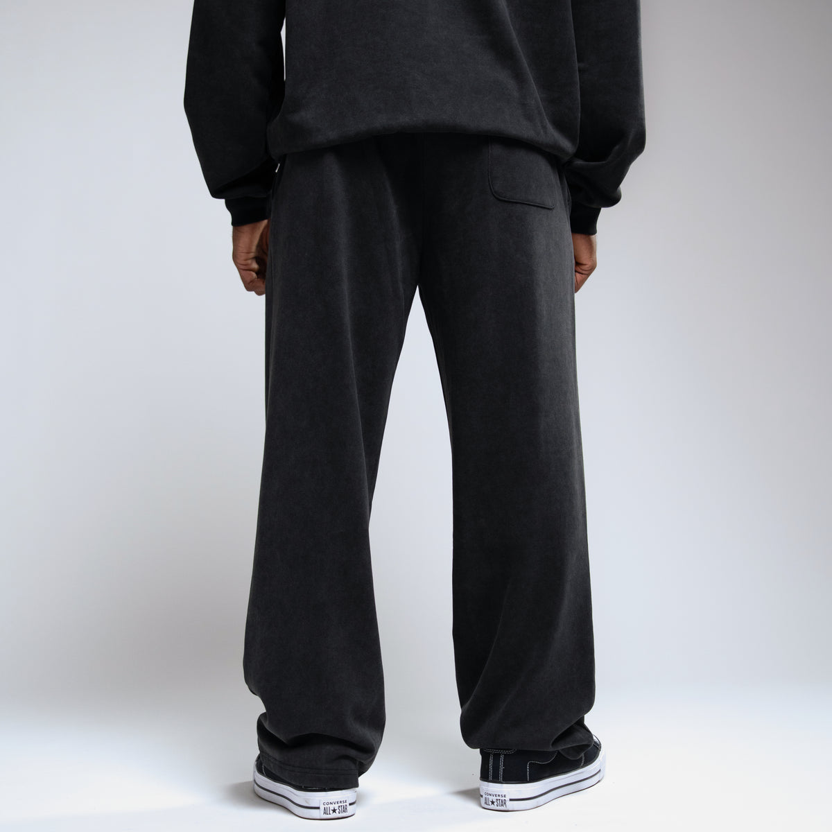 WASHED BLACK OVERSIZED STRAIGHT LEG SWEATPANTS